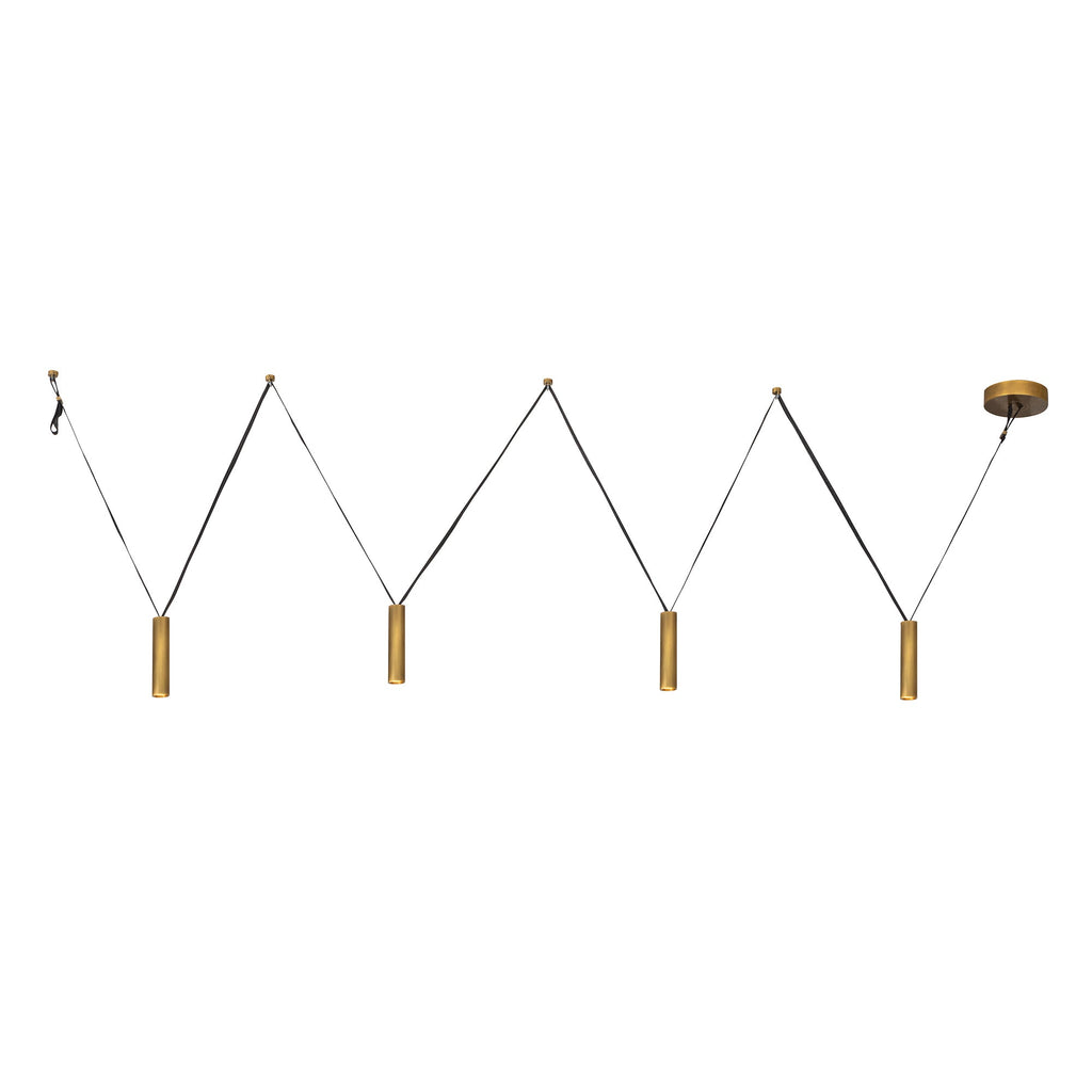 Mason 4 Head Linear Pendant – Adjustable with Metal Strap Detail