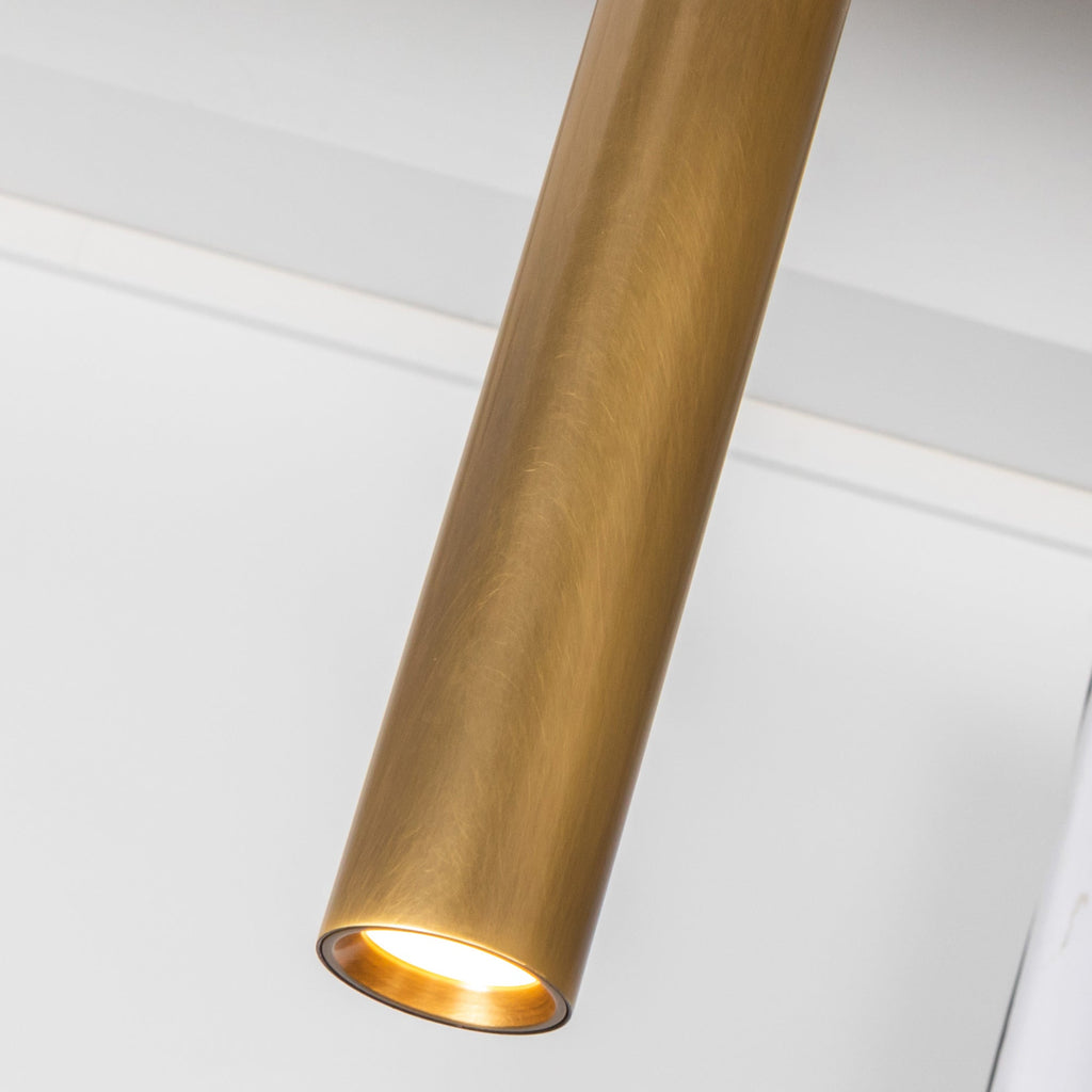 Mason 4 Head Linear Pendant – Adjustable with Metal Strap Detail