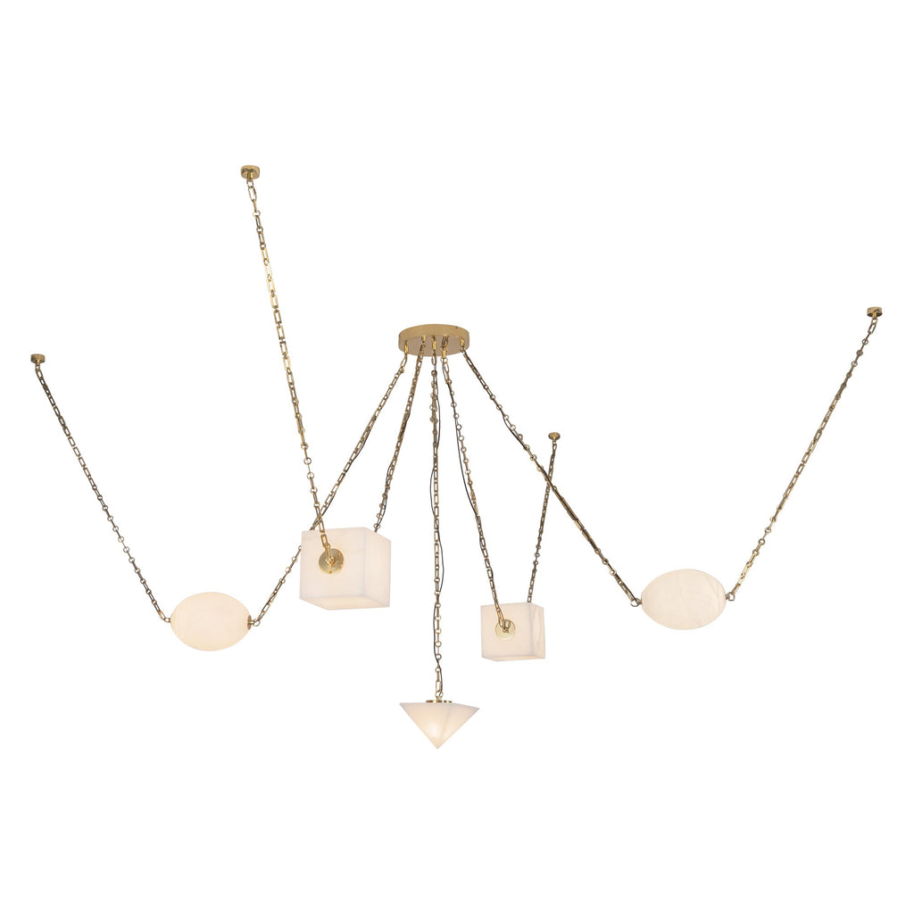 Mineral 5-Head Chandelier — Patina Brass/Alabaster