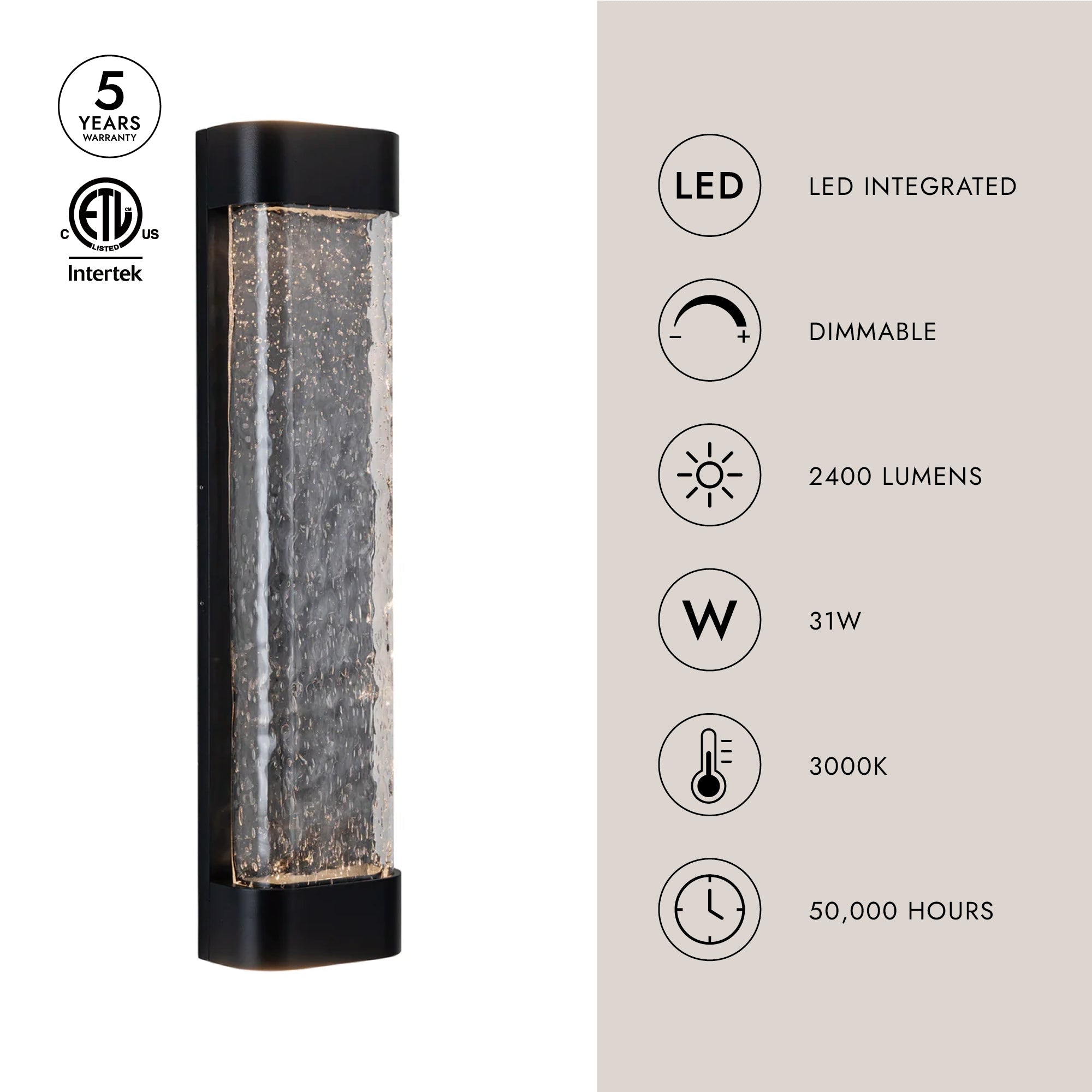 Moondew 24-in Exterior Wall Sconce
