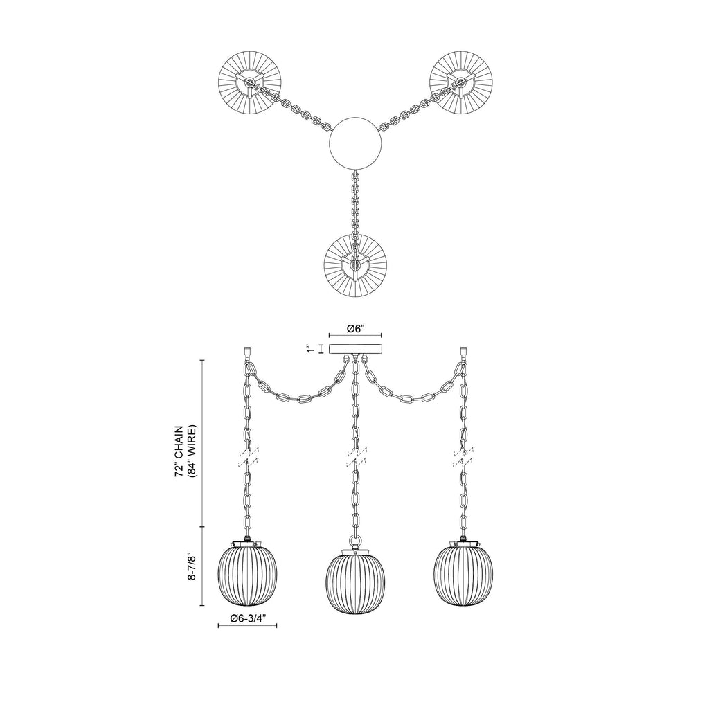 Cherise 7-in 3-Head Multi Pendant
