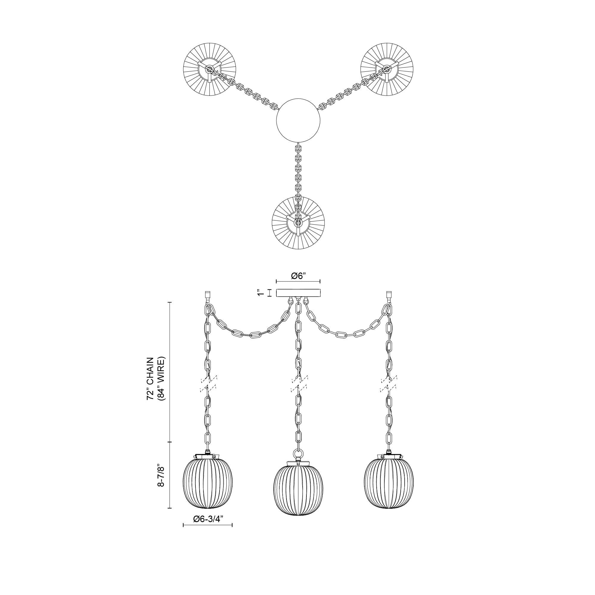Cherise 7-in 3-Head Multi Pendant