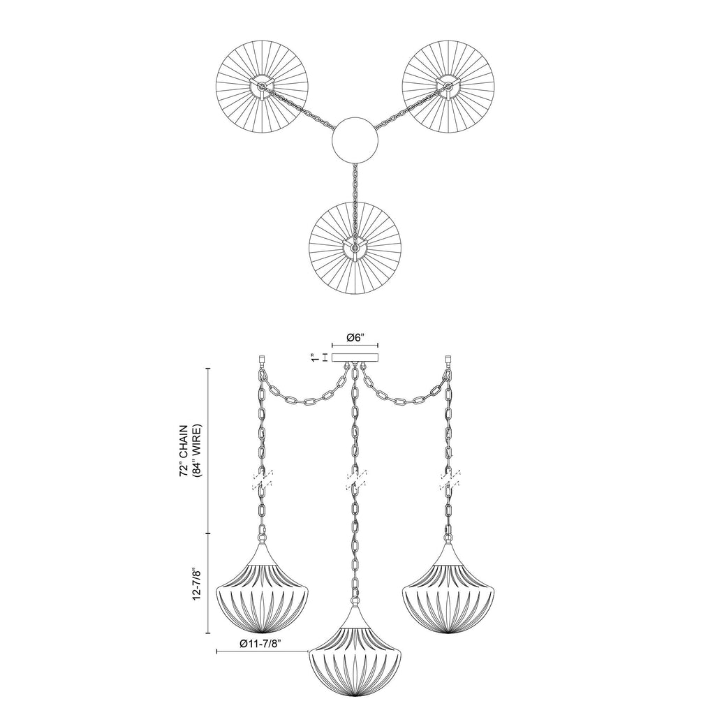 Farrah 3 Head Multi Pendant