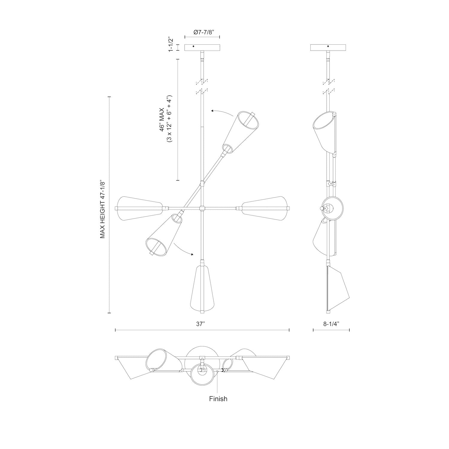 Mulberry 37-in Chandelier