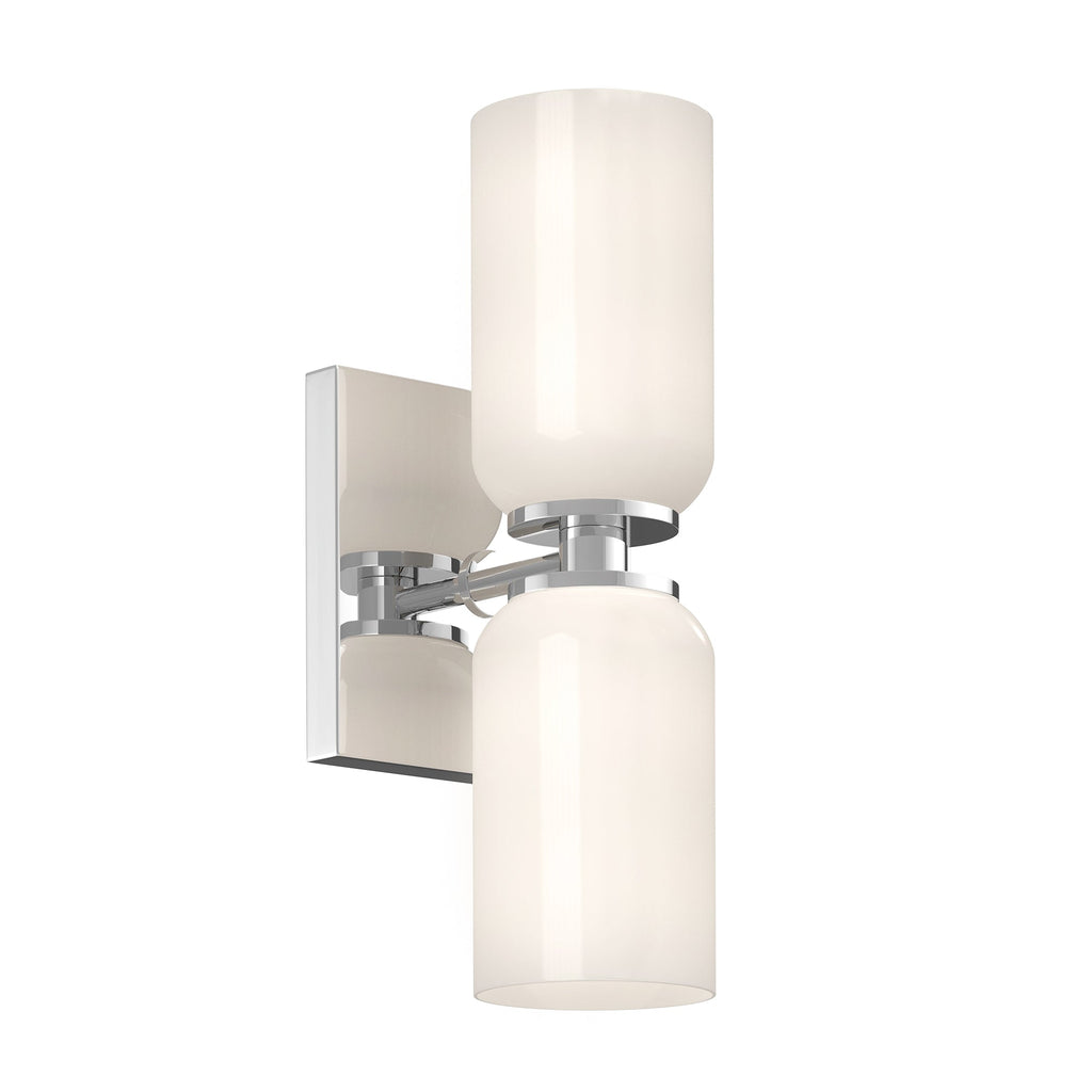 Nola 12-in Wall Sconce — Chrome/Glossy Opal Glass