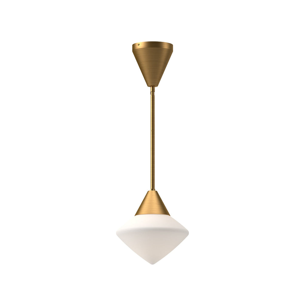 Nora 8-in Pendant — Aged Gold/Opal Matte Glass