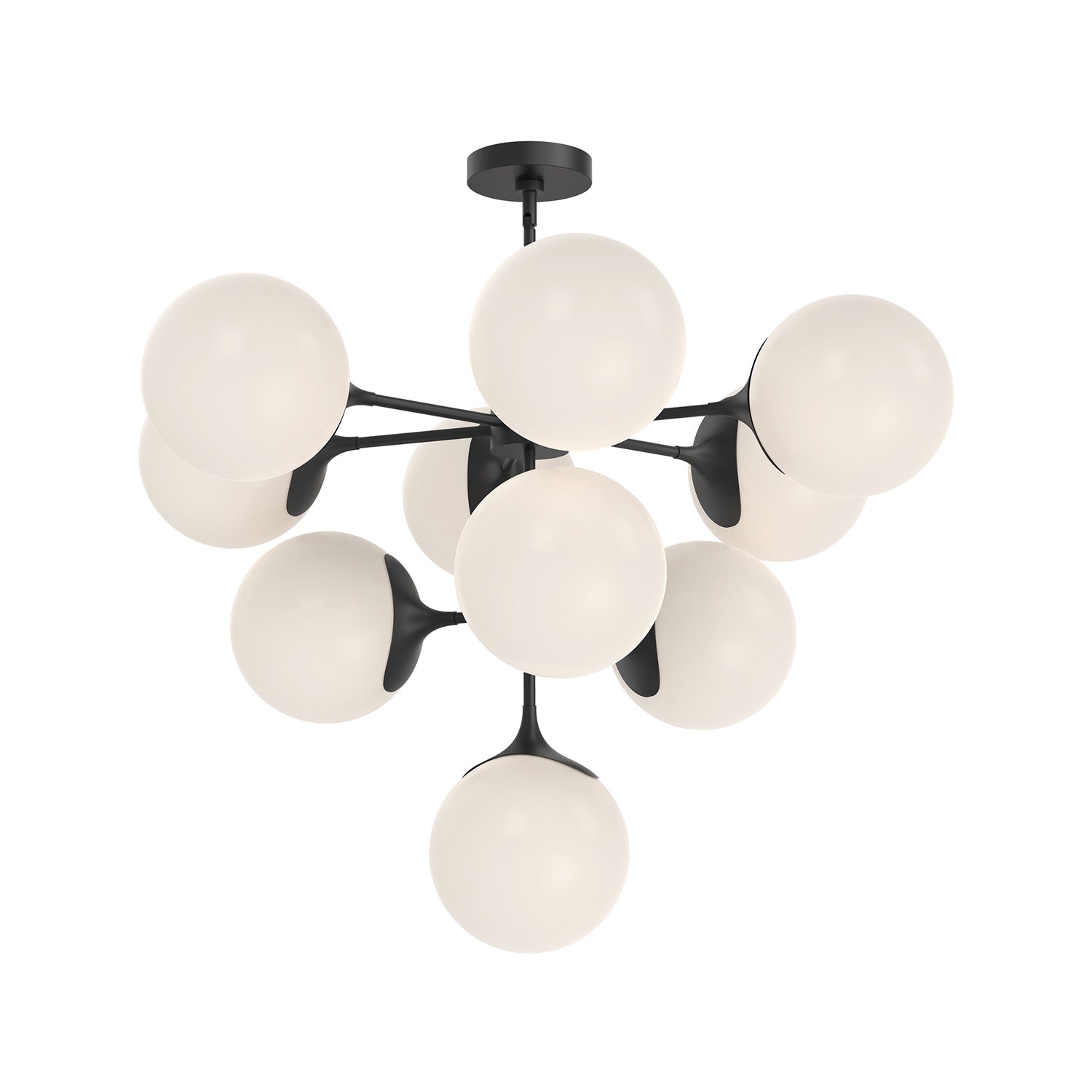 Nouveau 35-in Chandelier — Matte Black/Opal Matte Glass