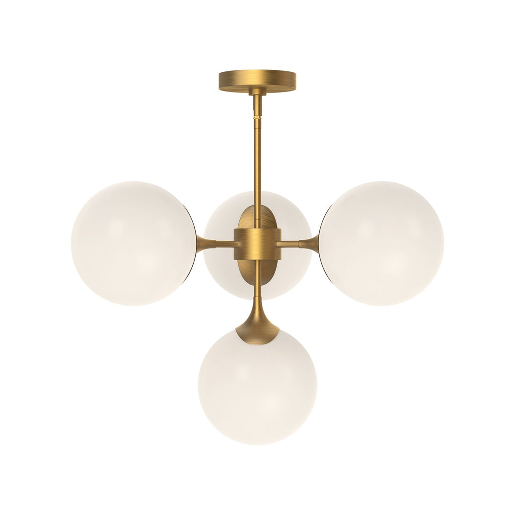 Nouveau 26-in Chandelier — Aged Gold/Opal Matte Glass