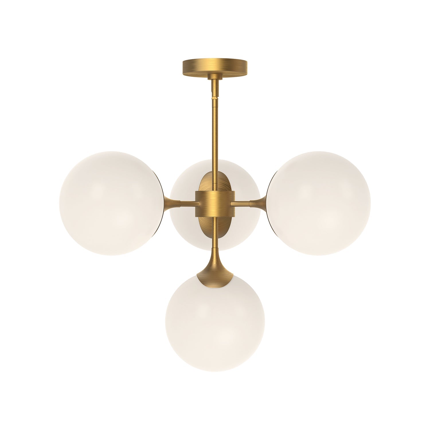 Nouveau 26-in Chandelier — Aged Gold/Opal Matte Glass