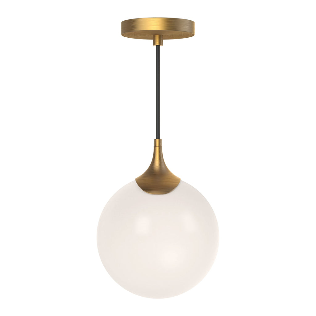 Nouveau 8-in Pendant — Aged Gold/Opal Matte Glass