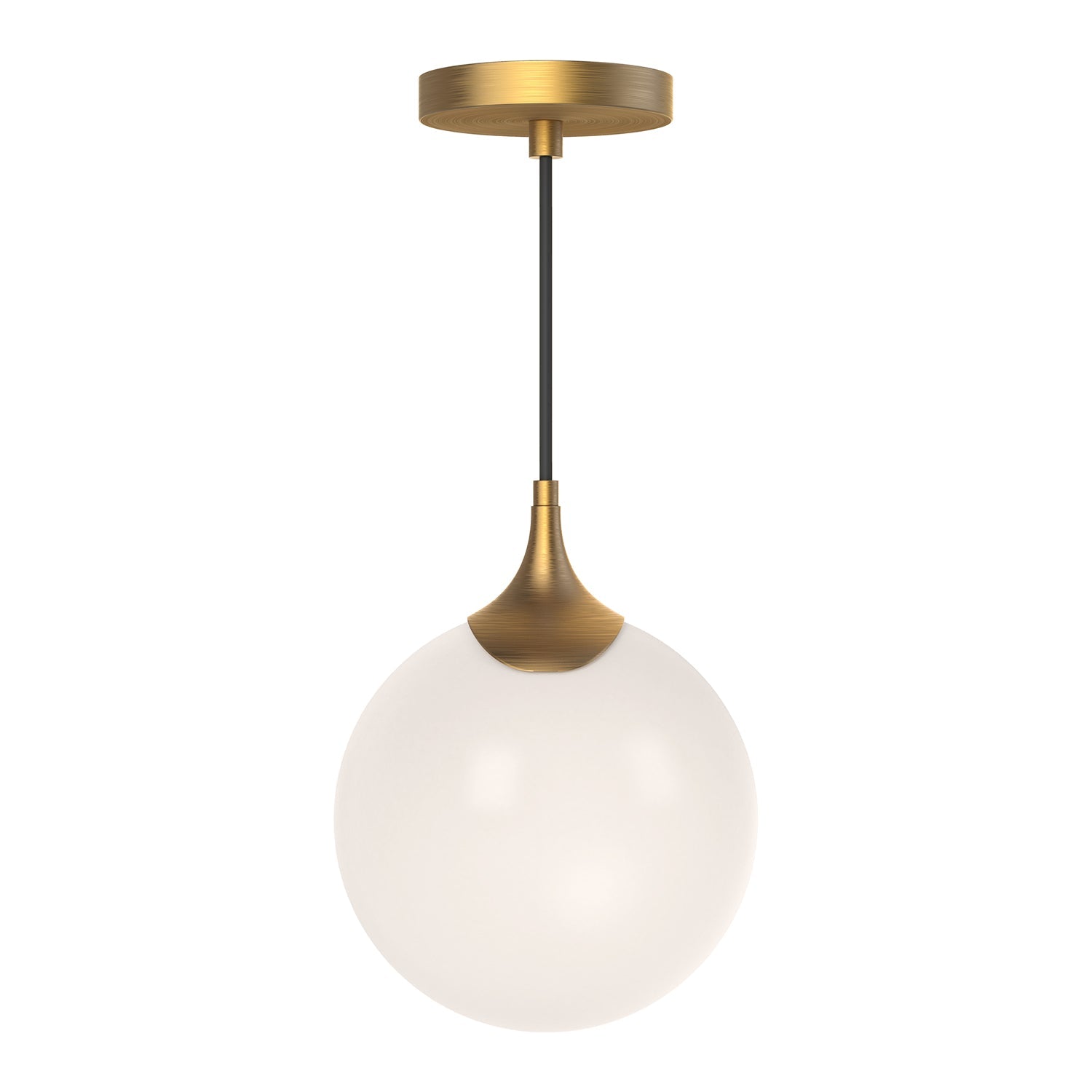 Nouveau 8-in Pendant — Aged Gold/Opal Matte Glass