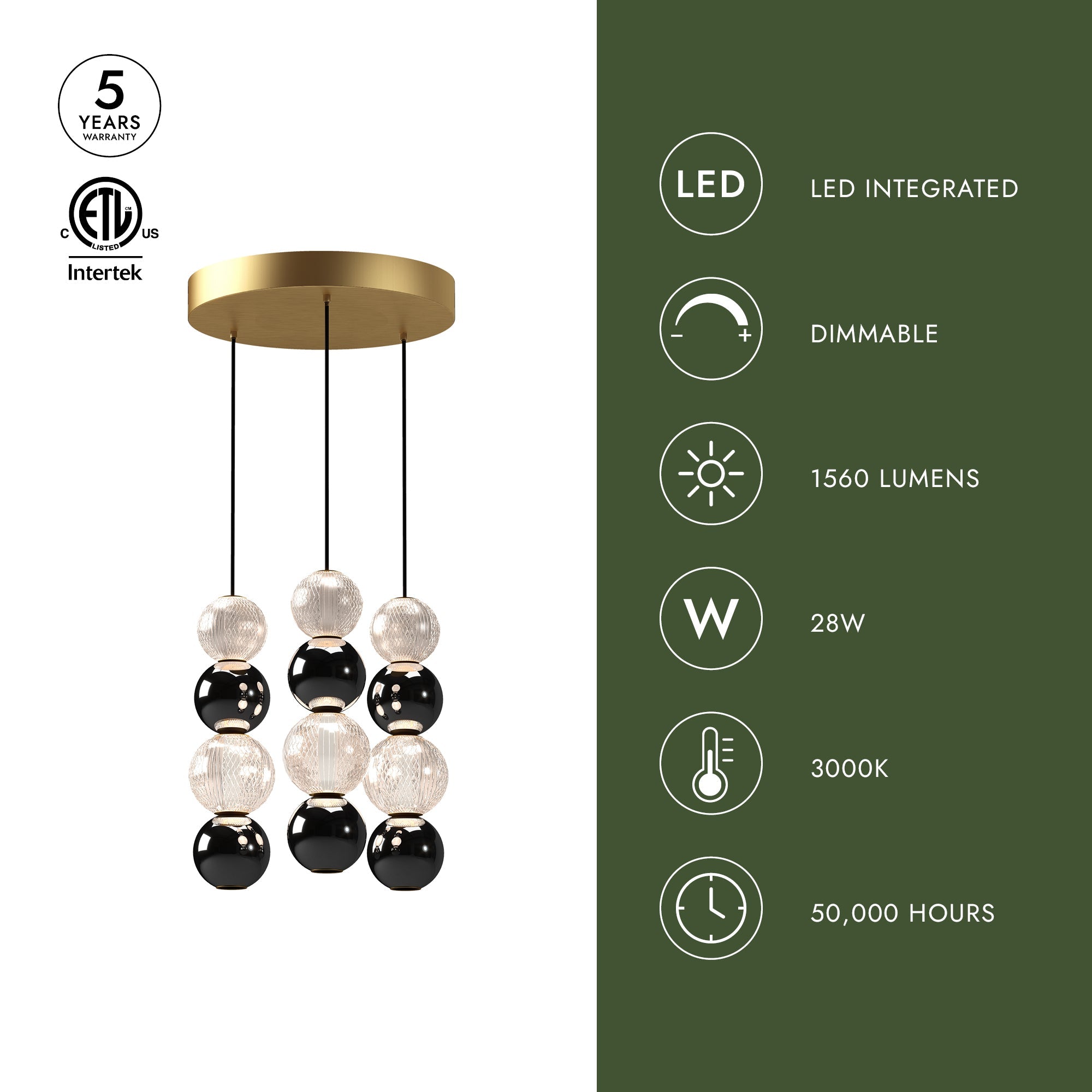 Onyx 3 Head Multi Pendant