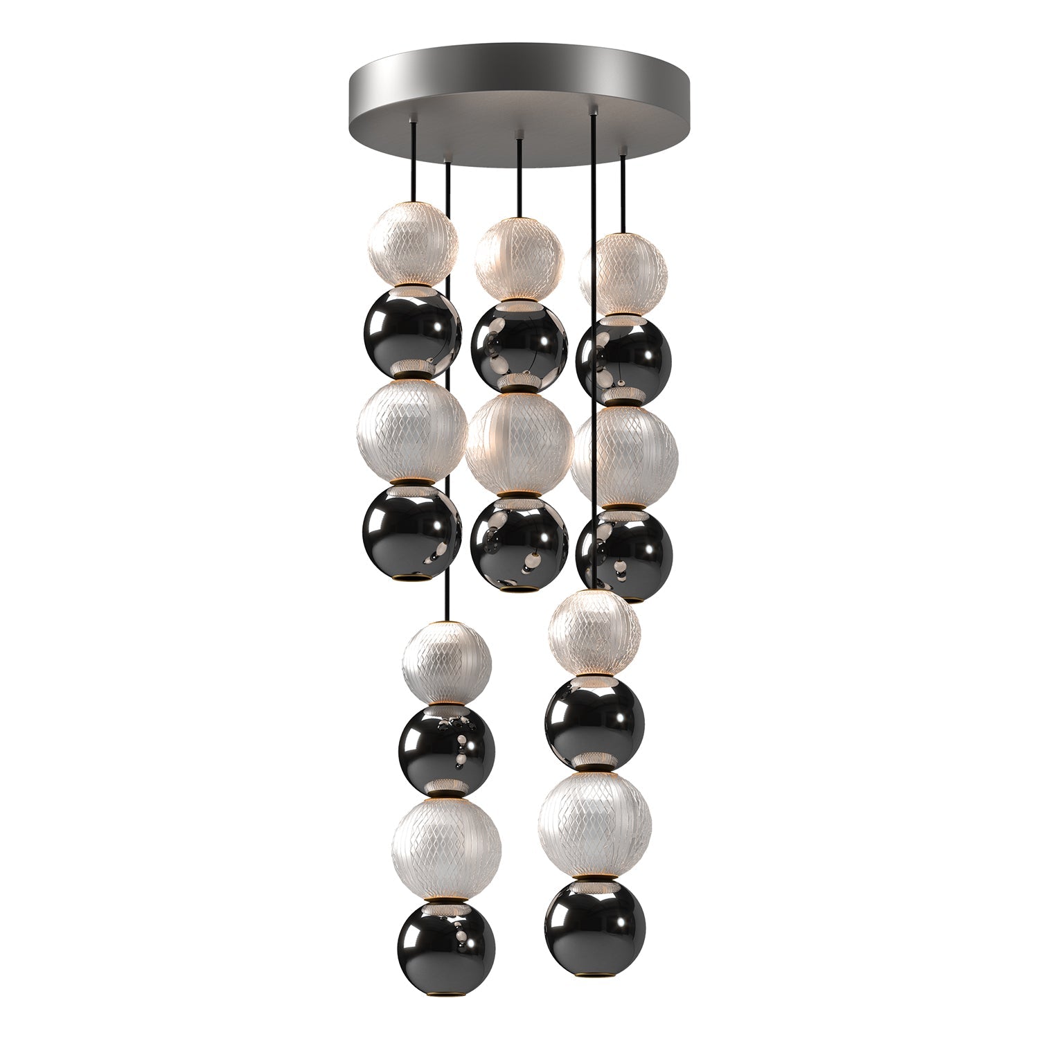 Onyx 5 Head Multi Pendant — Polished Nickel