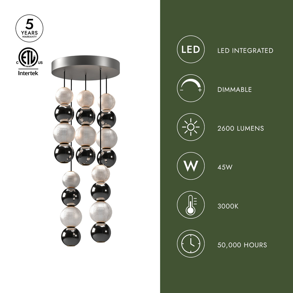 Onyx 5 Head Multi Pendant