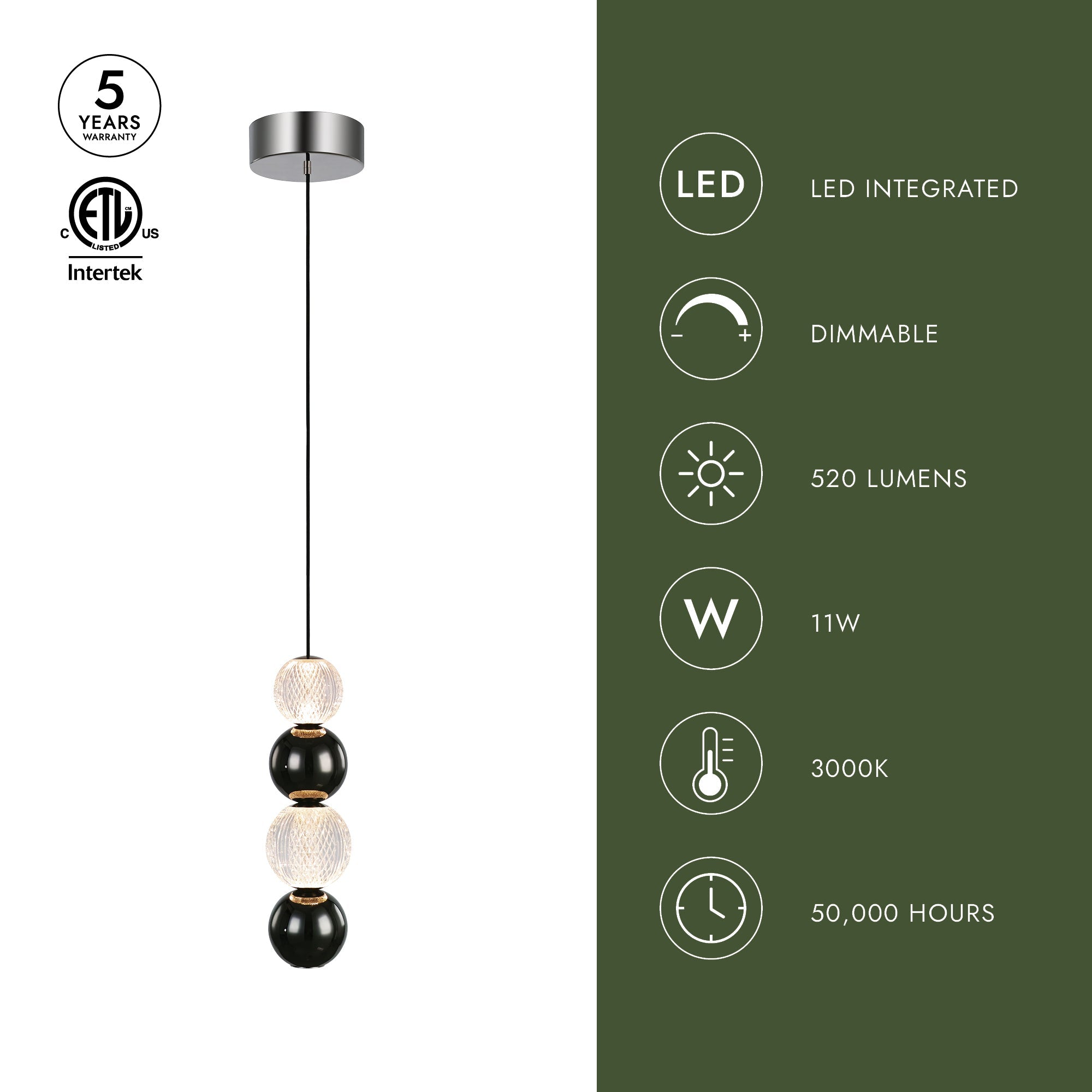 Onyx 5-in Pendant