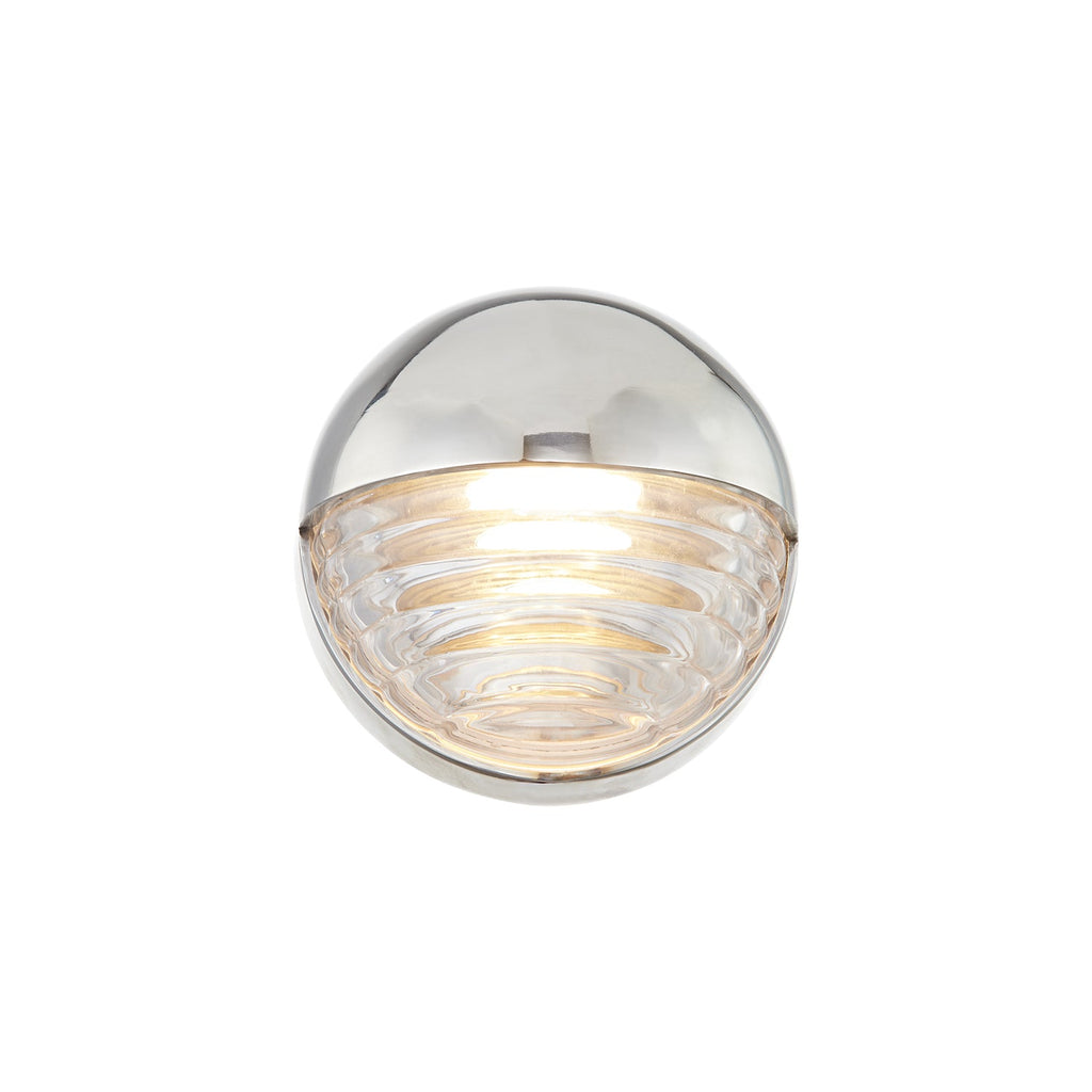 Palais 6-in Wall/Vanity Light — Polished Nickel/Ribbed Glass