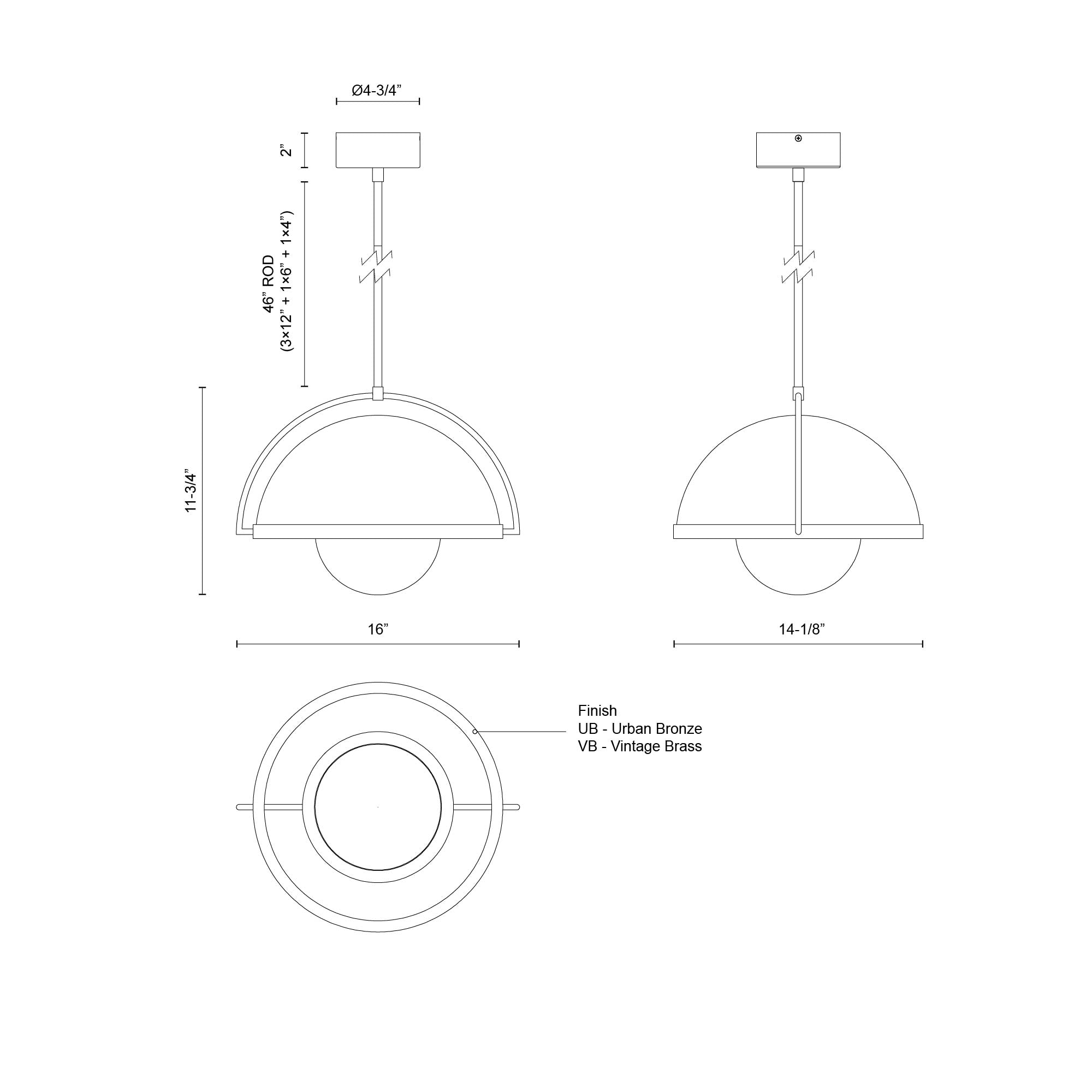 Bowery 16-in Pendant