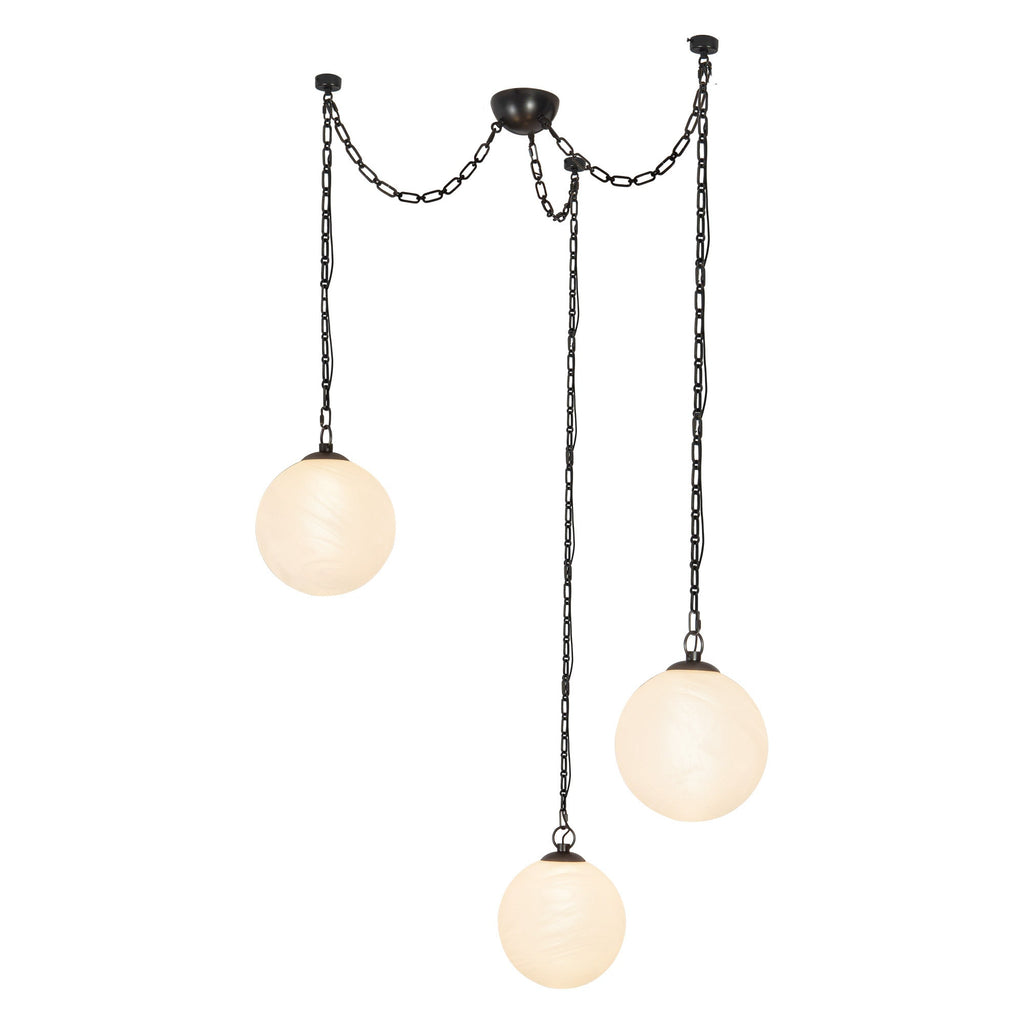Petra 12-in 3-Head Chandelier — Urban Bronze/Сloudy Glass