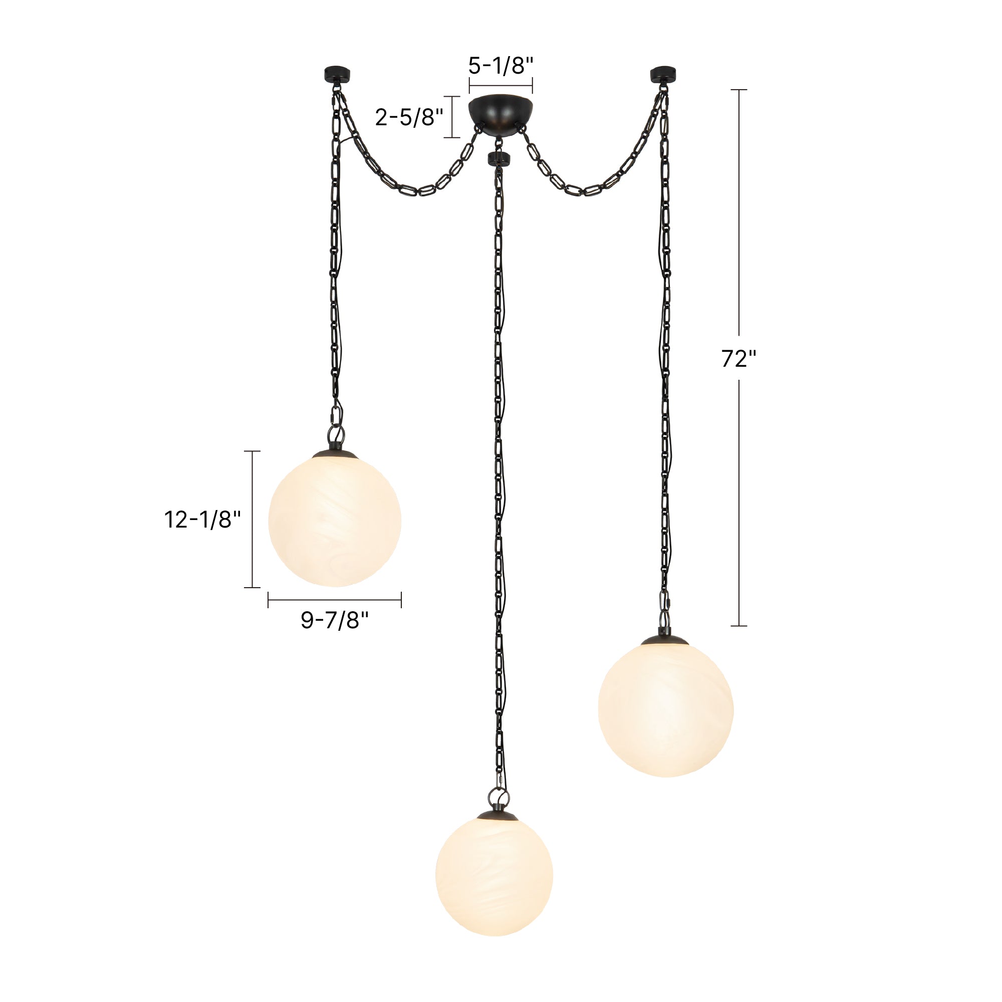 Petra 12-in 3-Head Chandelier