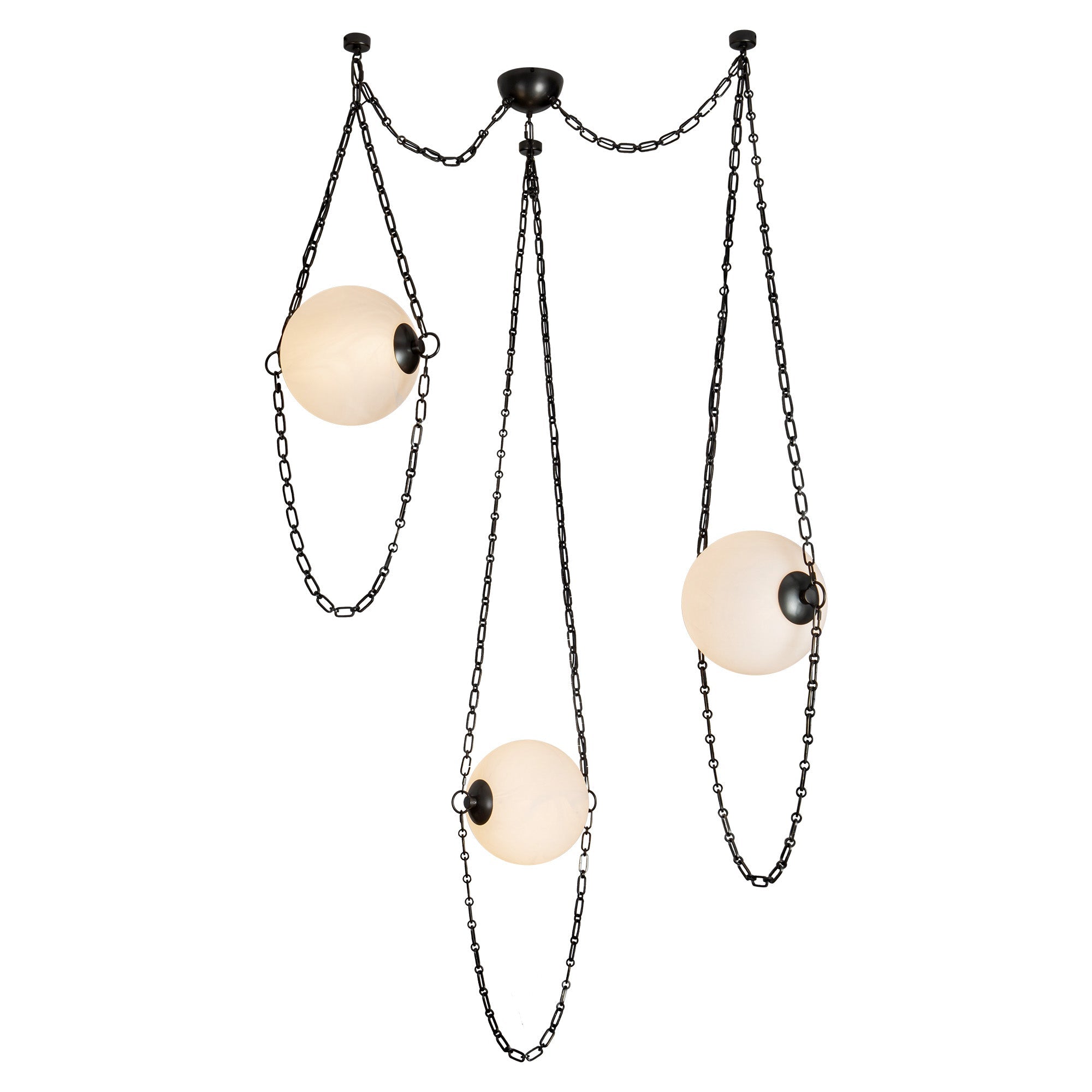 Petra 10-in 3-Head Chandelier — Urban Bronze/Cloudy Glass