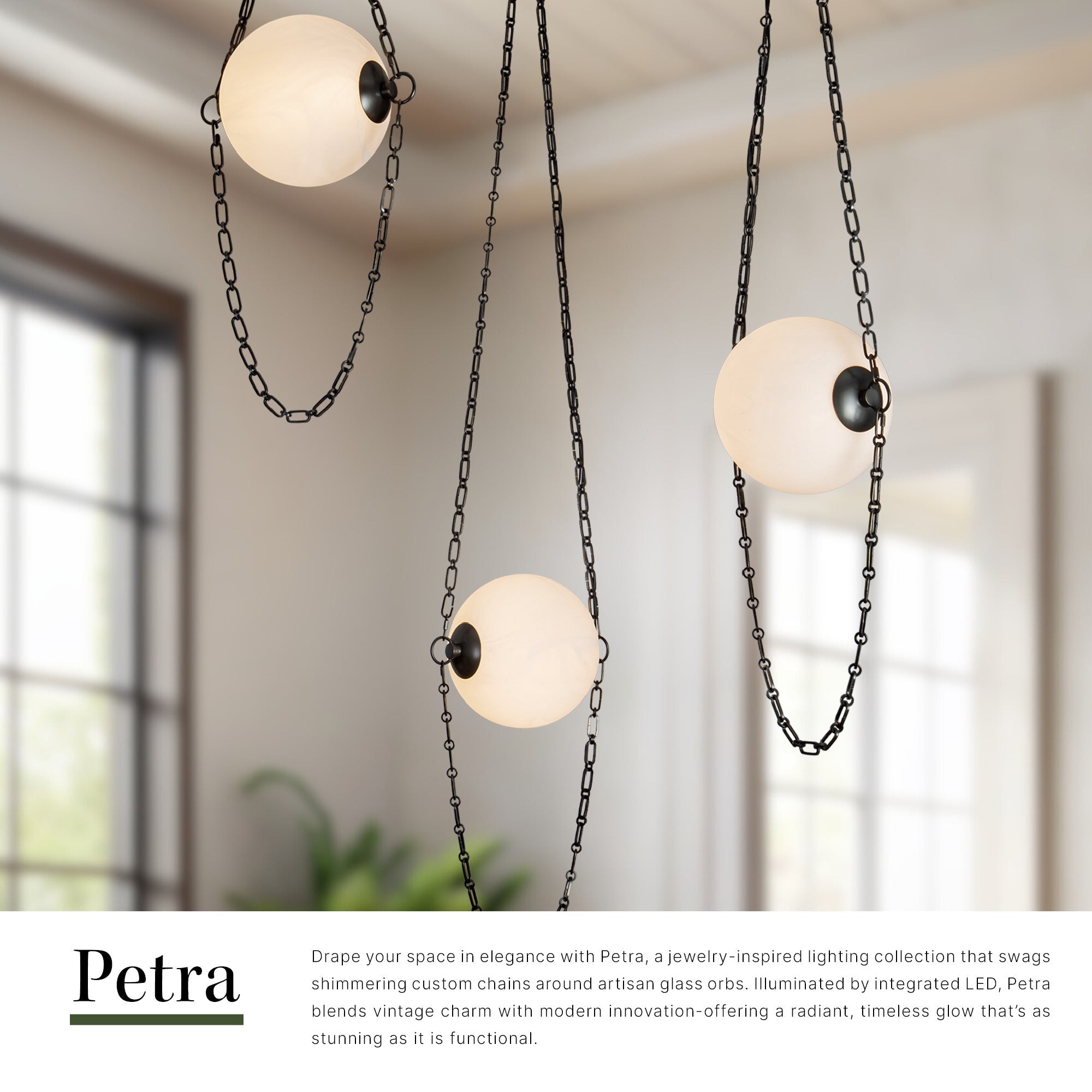 Petra 10-in 3-Head Chandelier
