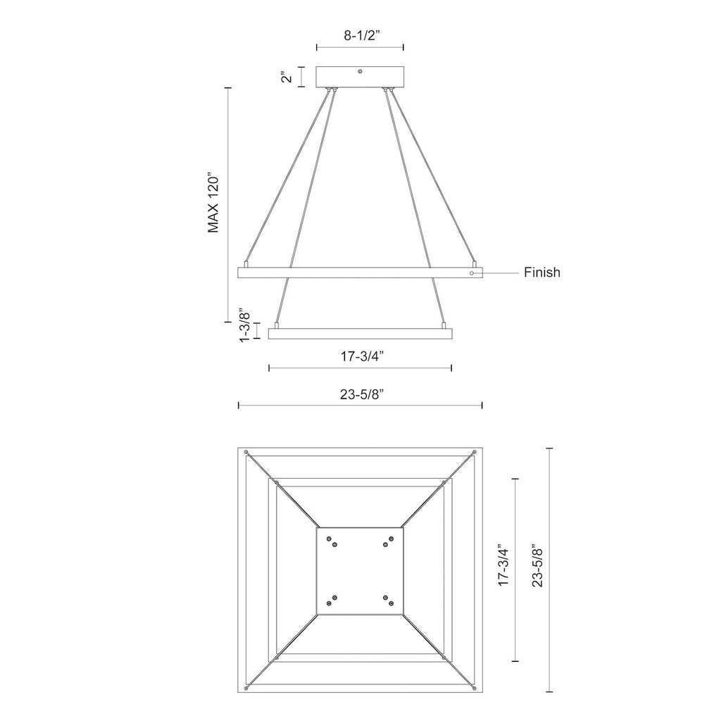 Piazza 24-in 2 Layer Chandelier