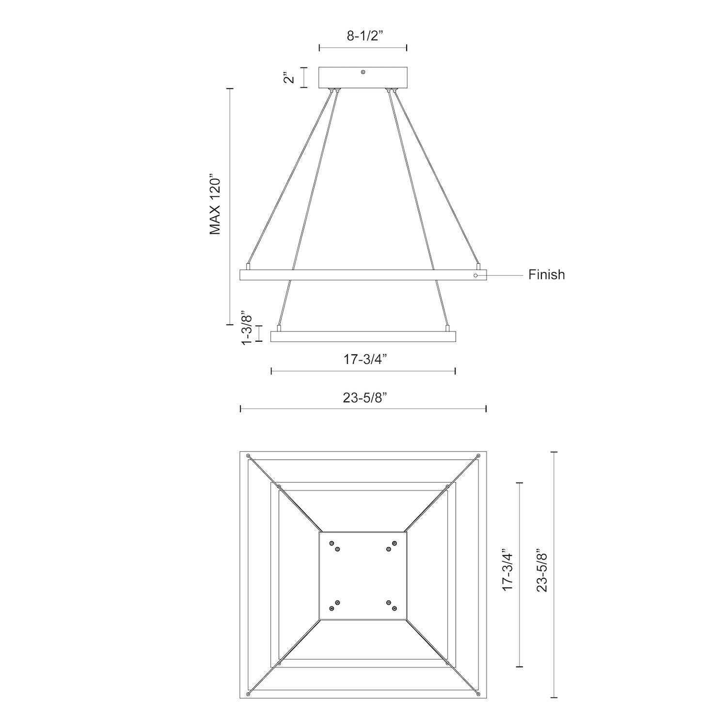 Piazza 24-in 2 Layer Chandelier