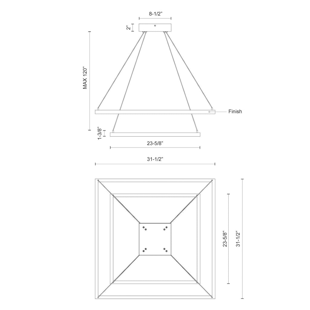 Piazza 32-in 2 Layer Chandelier