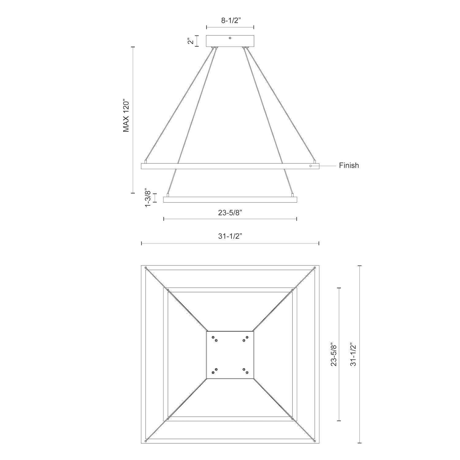 Piazza 32-in 2 Layer Chandelier