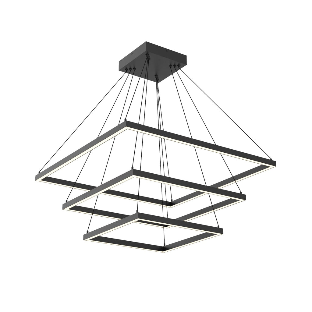 Piazza 32-in 3 Layer Chandelier — Black [Universal Voltage and 0-10 Dimming]