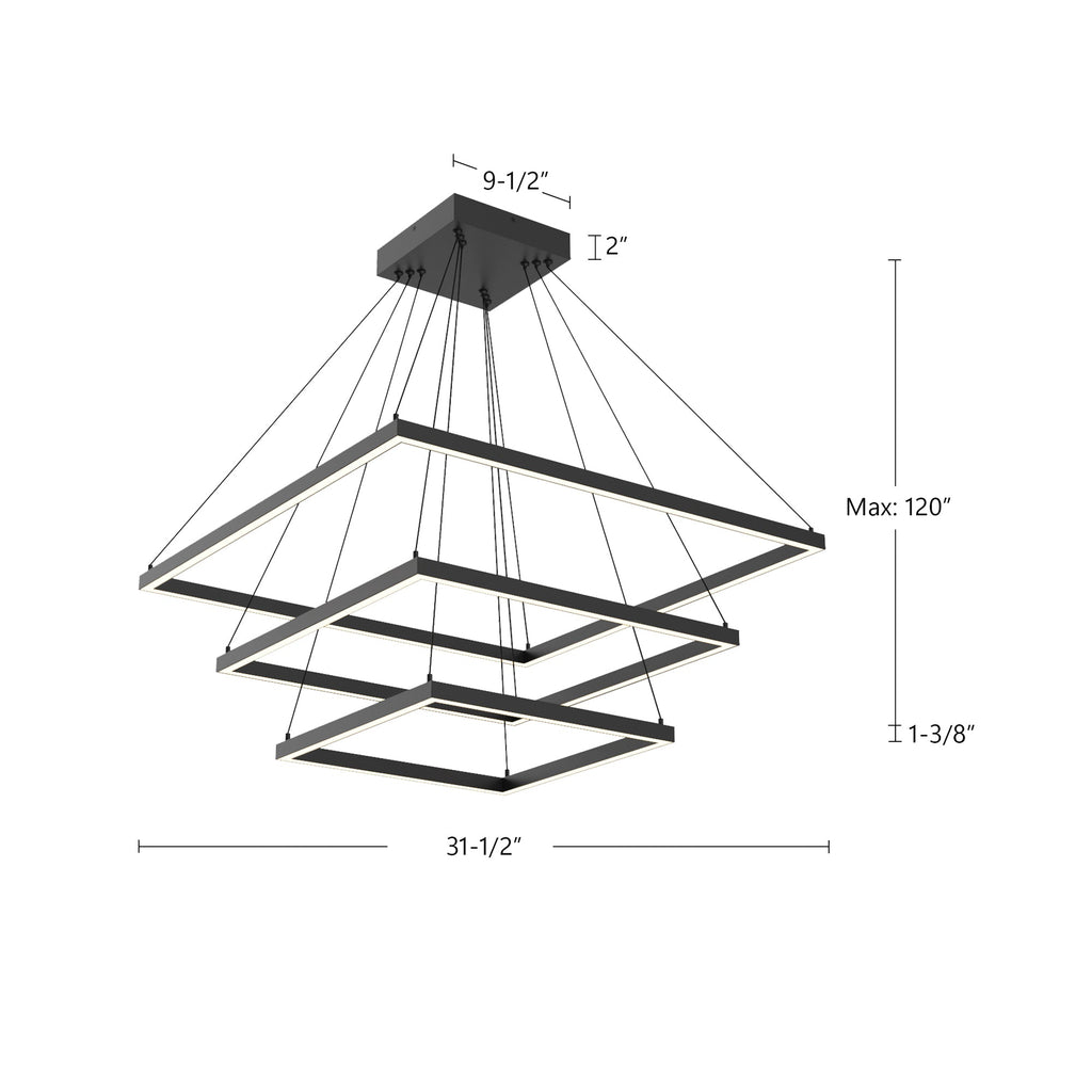 Piazza 32-in 3 Layer Chandelier