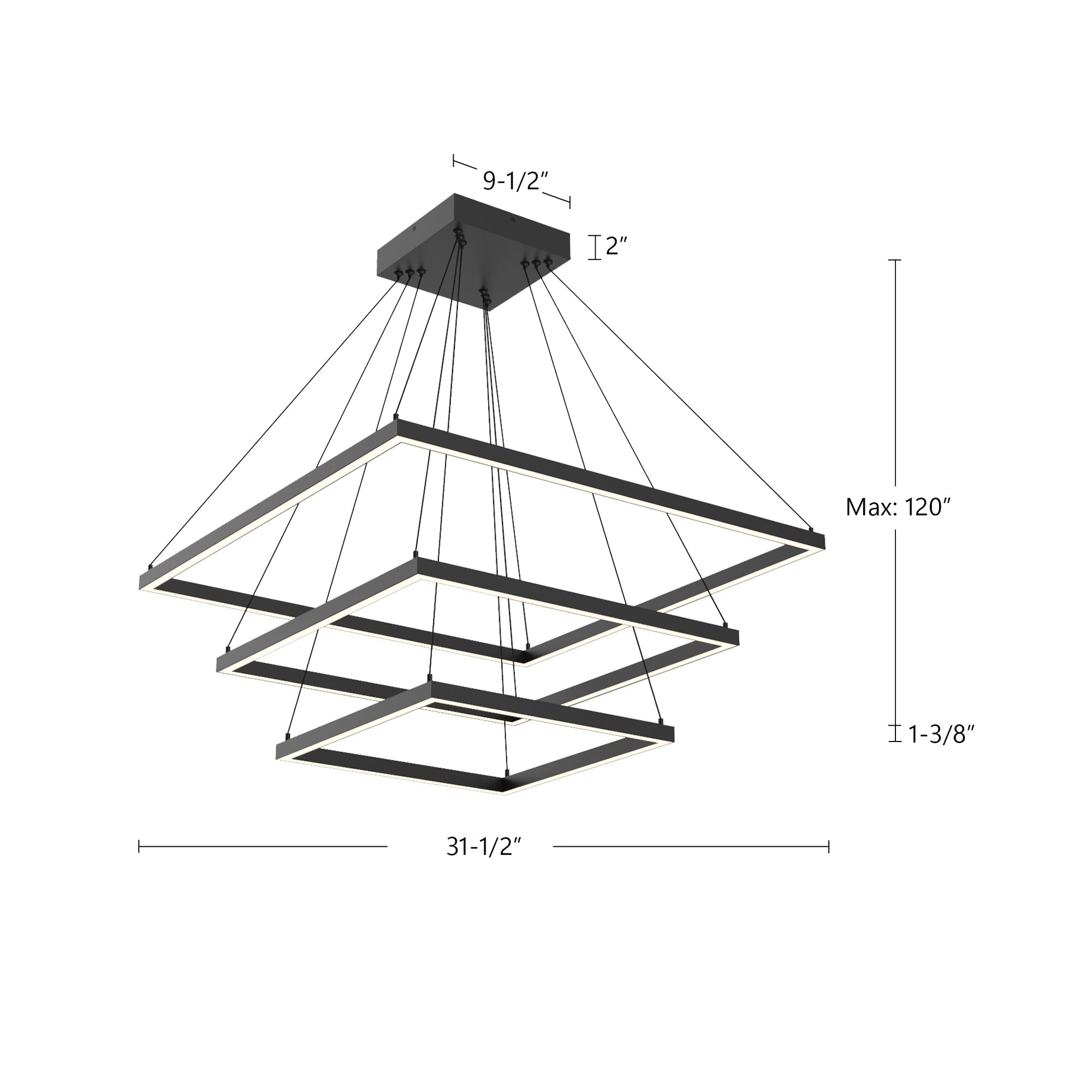 Piazza 32-in 3 Layer Chandelier