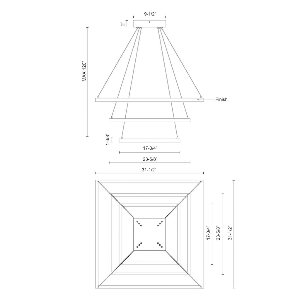 Piazza 32-in 3 Layer Chandelier