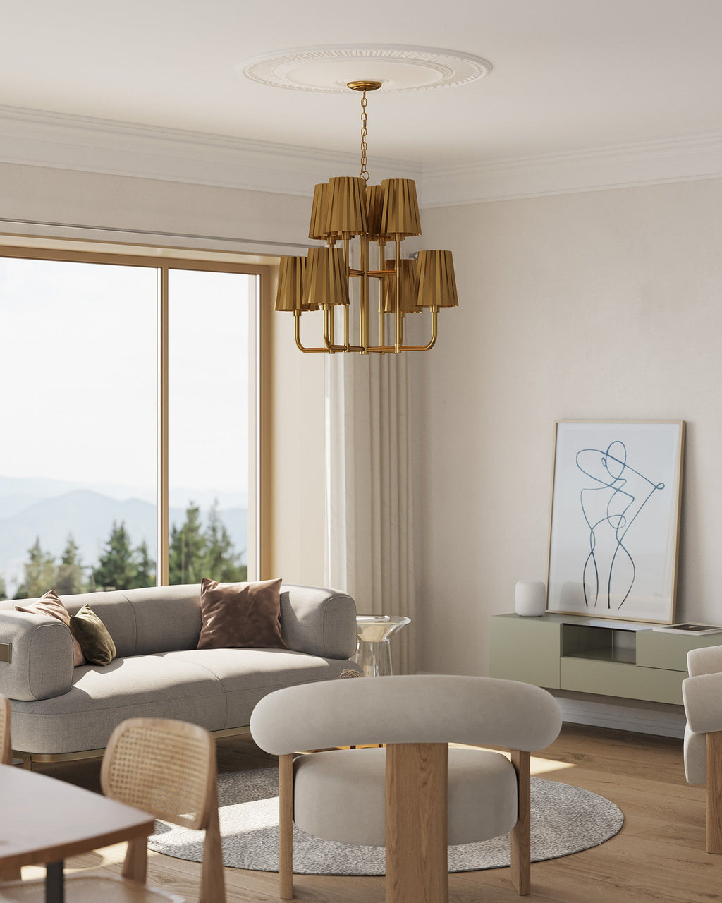Plisse 30-in Chandelier