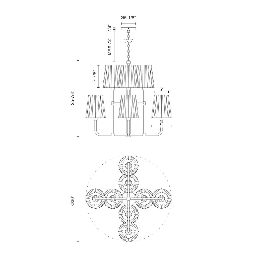 Plisse 30-in Chandelier