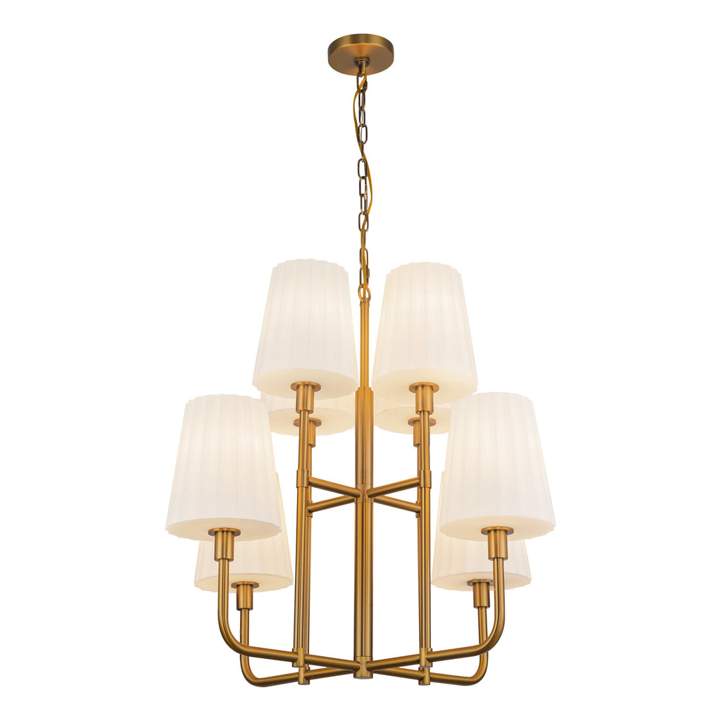 Plisse 30-in Chandelier — Aged Gold/Opal Matte Glass