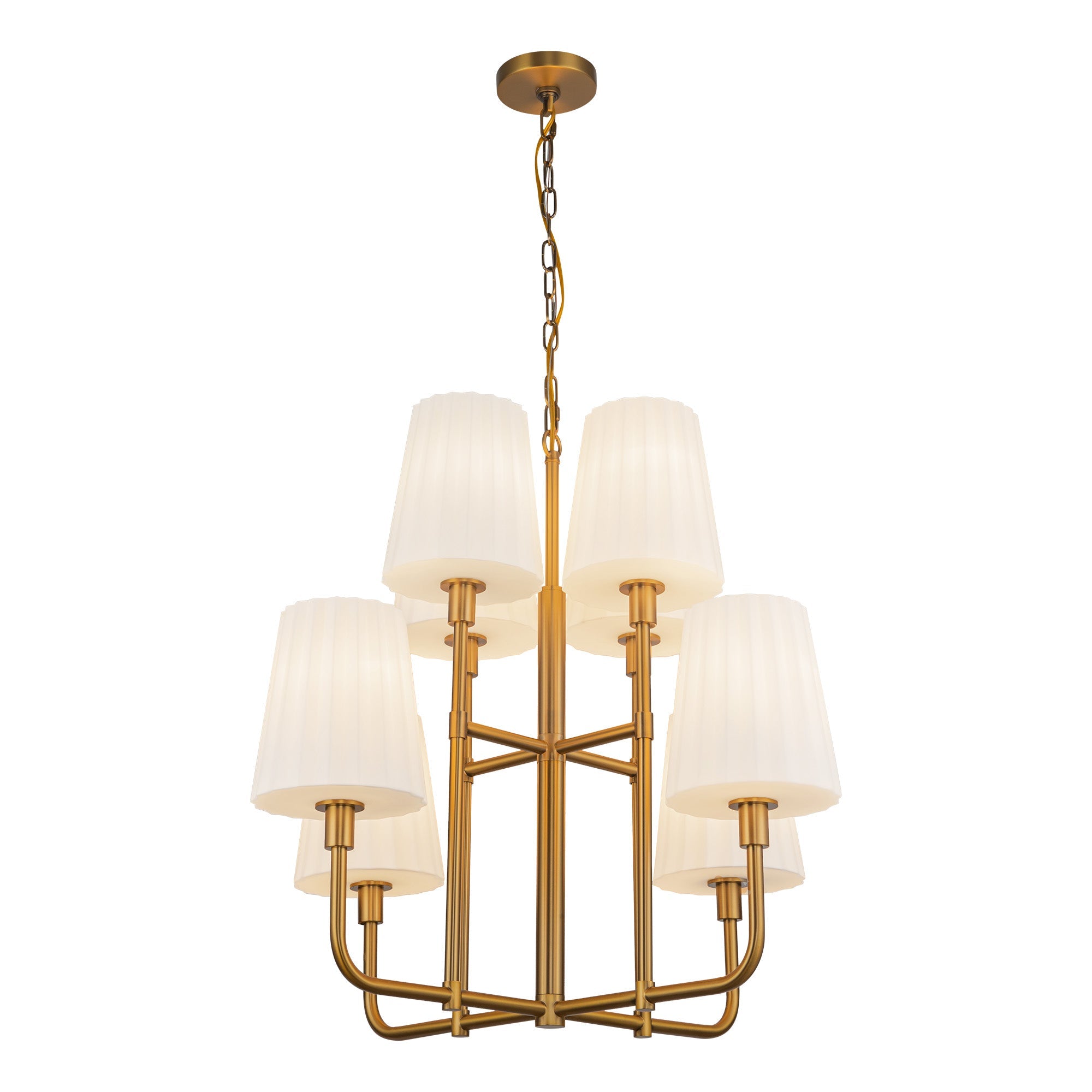 Plisse 30-in Chandelier — Aged Gold/Opal Matte Glass