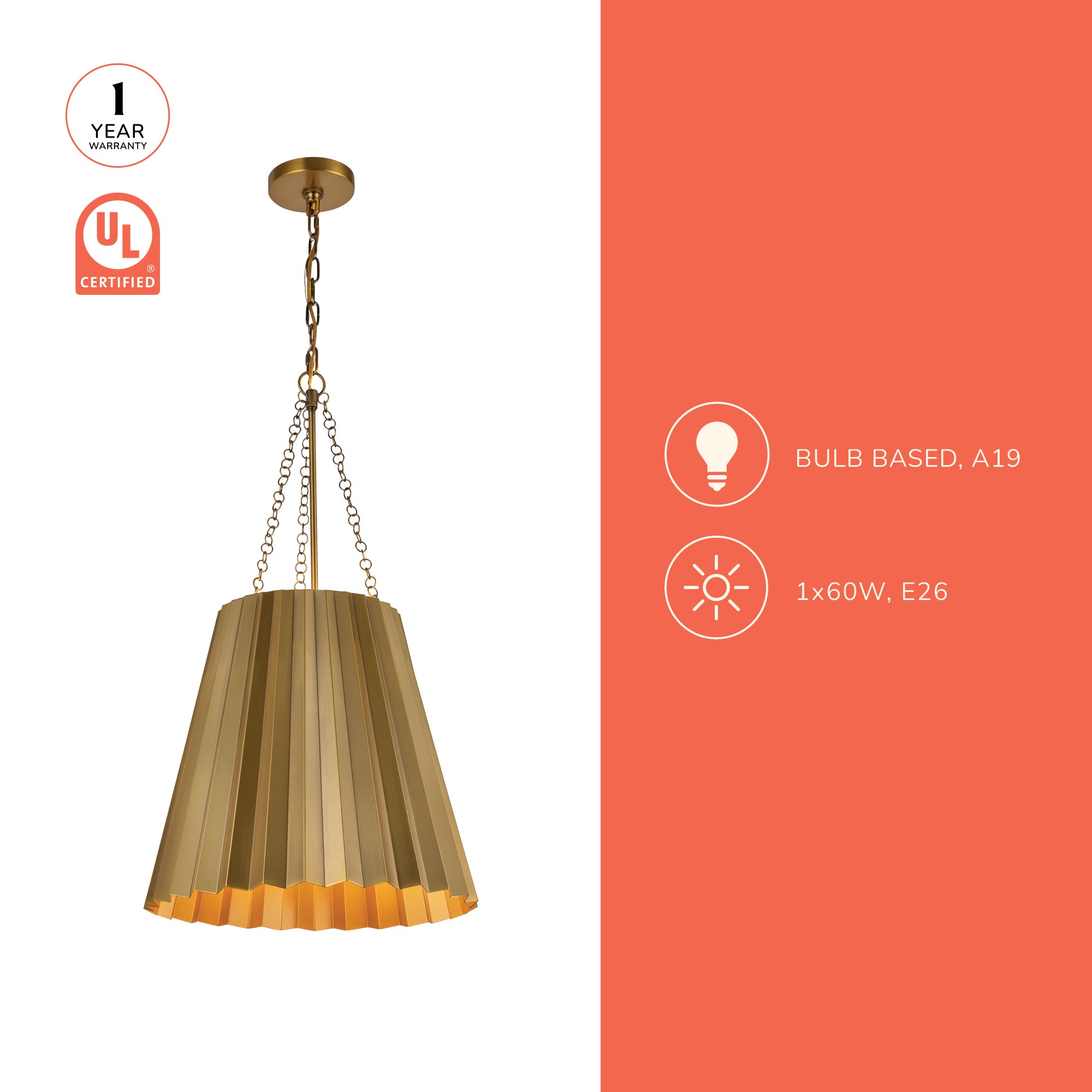 Plisse 12-in Pendant
