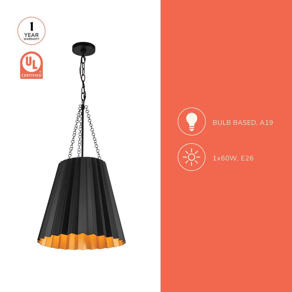 Plisse 16-in Pendant