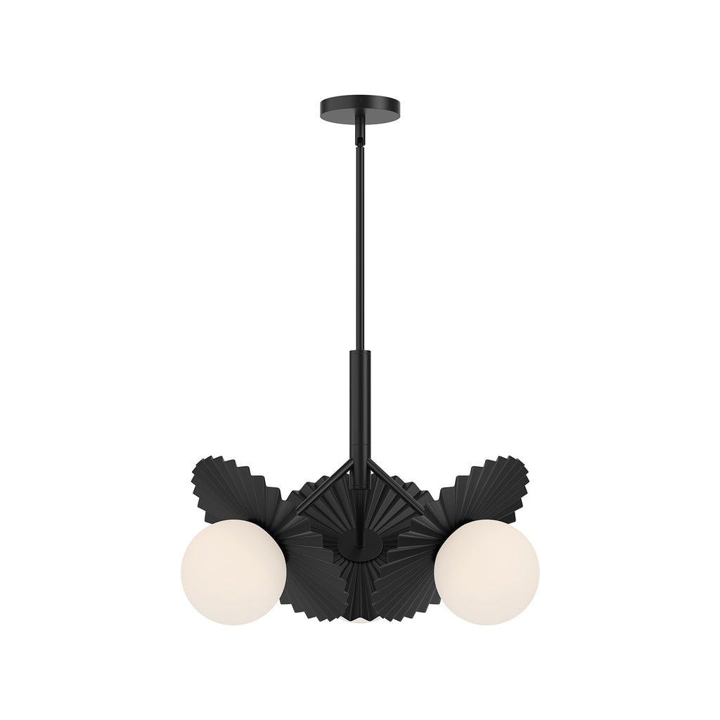 Plume 22-in Chandelier — Matte Black/Opal Glass