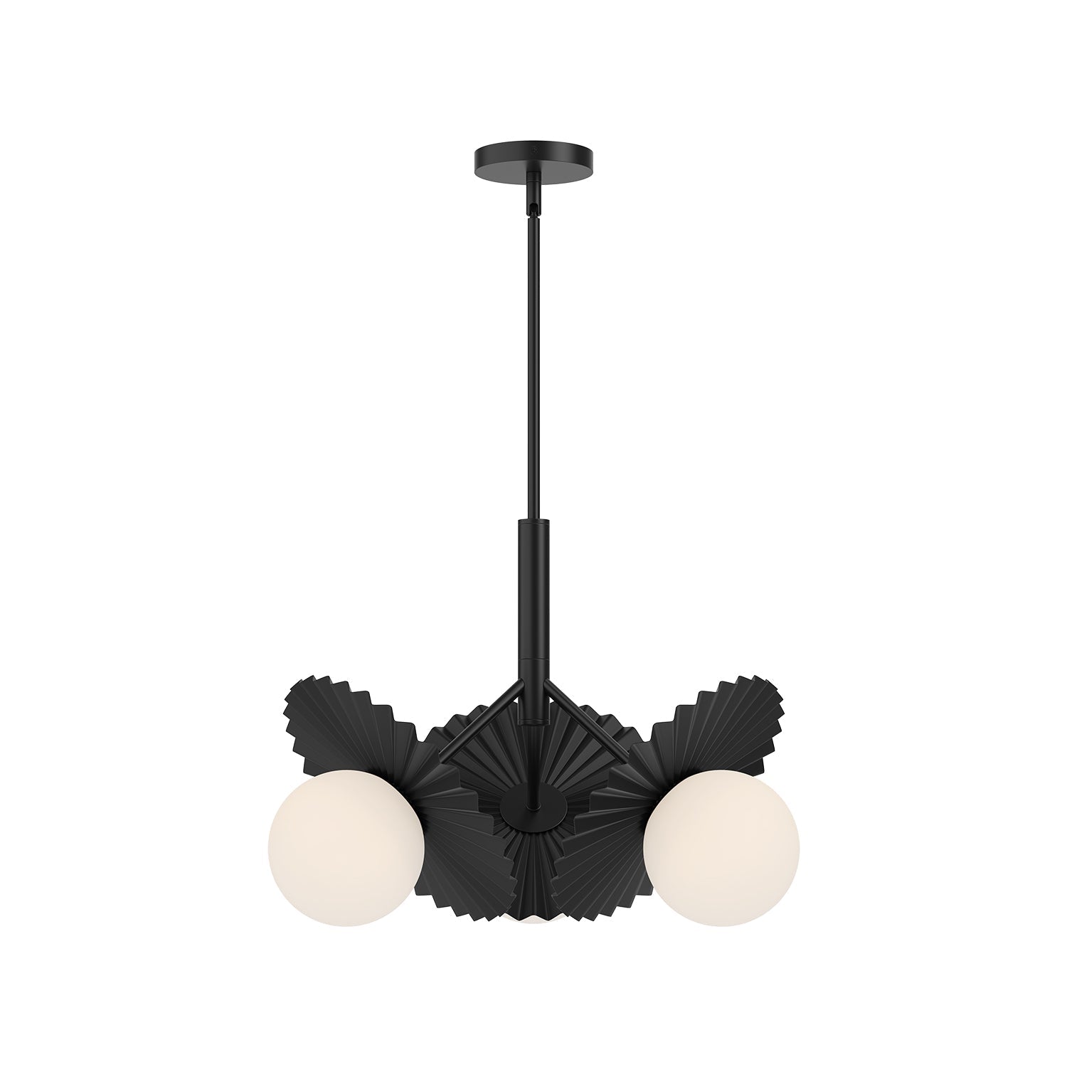 Plume 22-in Chandelier — Matte Black/Opal Glass