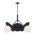 Plume 34-in Chandelier — Matte Black/Opal Glass