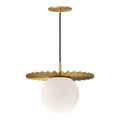 Plume 14-in Pendant — Brushed Gold/Opal Matte Glass