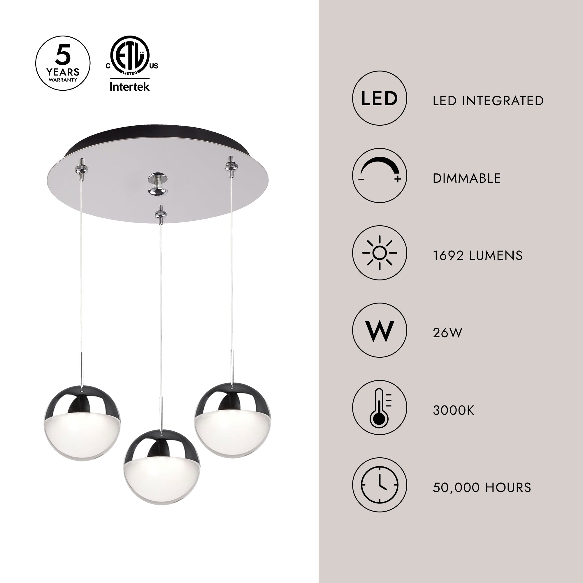 Pluto 4-in 3 Head Multi Pendant