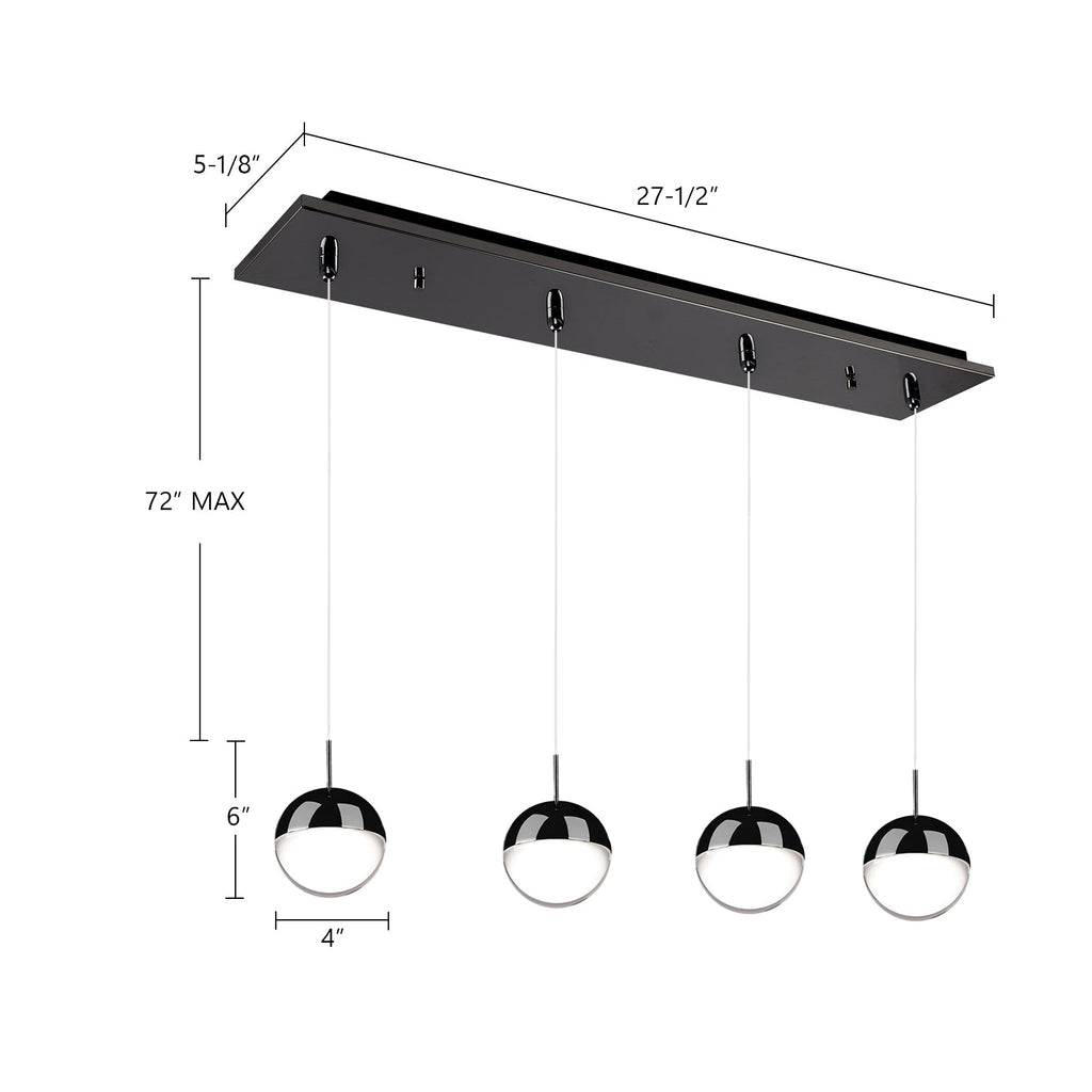 Pluto 4-in 3 Head Multi Pendant