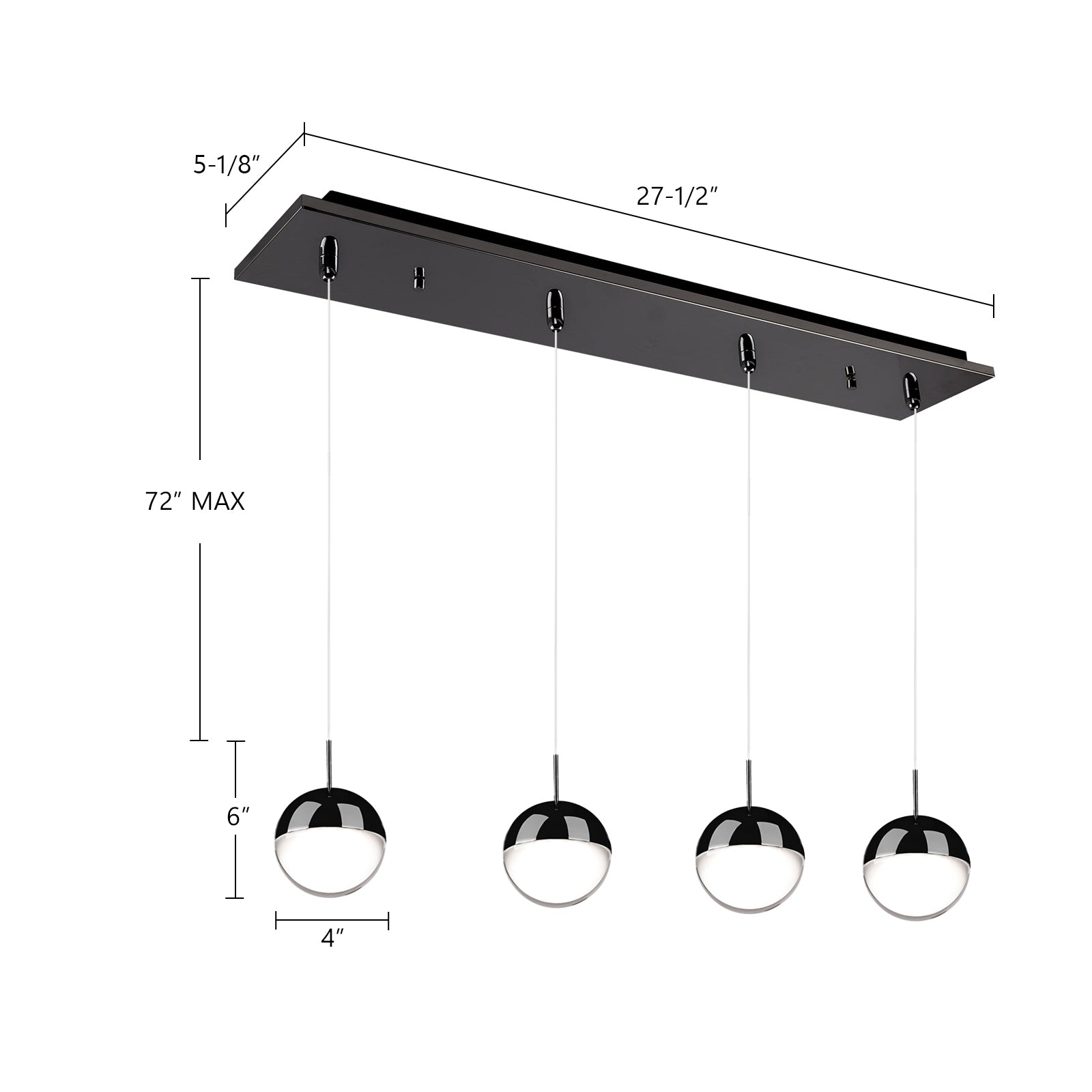 Pluto 4-in 3 Head Multi Pendant