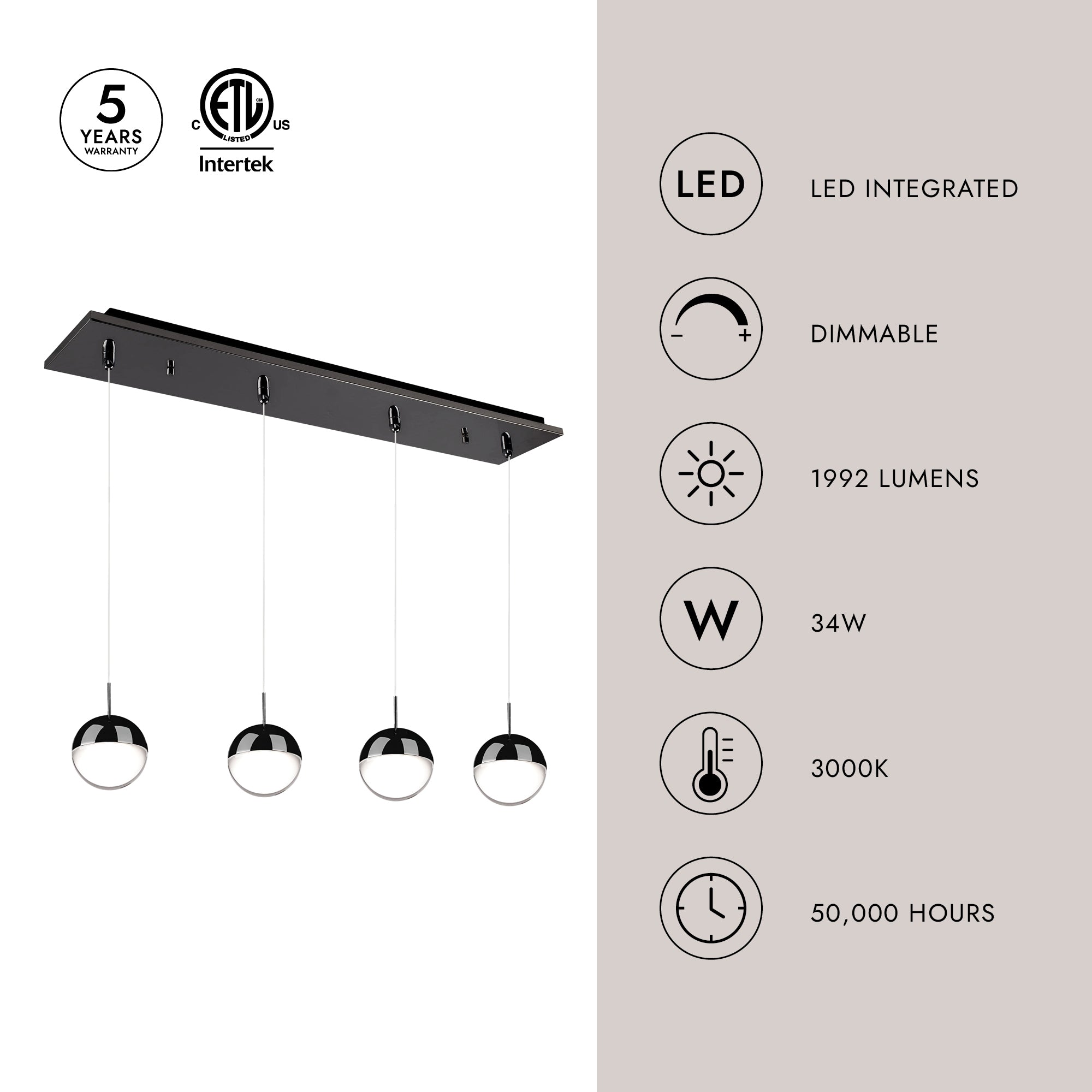 Pluto 4-in 3 Head Multi Pendant