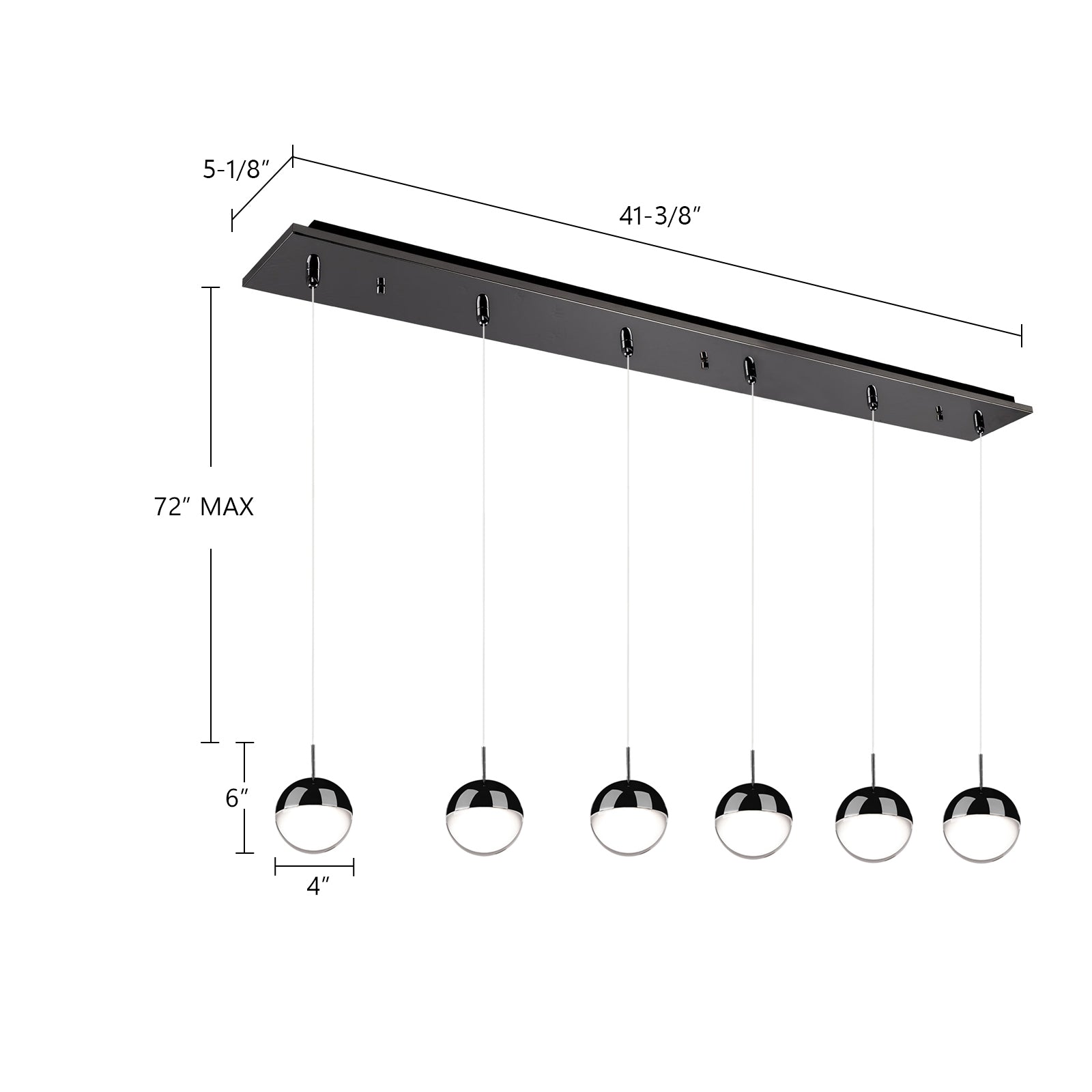 Pluto 4-in 6 Head Multi Pendant