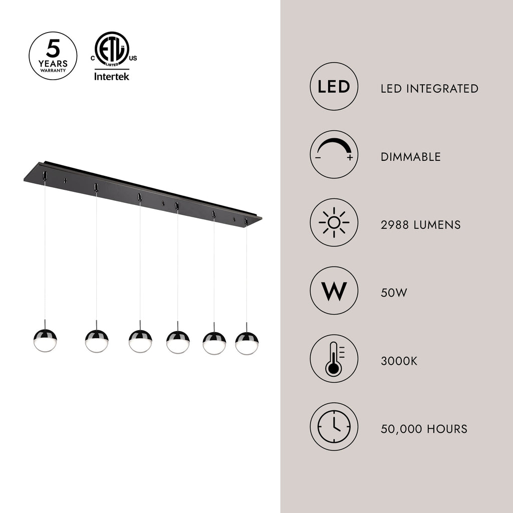 Pluto 4-in 6 Head Multi Pendant