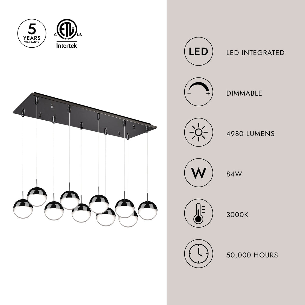 Pluto 4-in 10 Head Multi Pendant